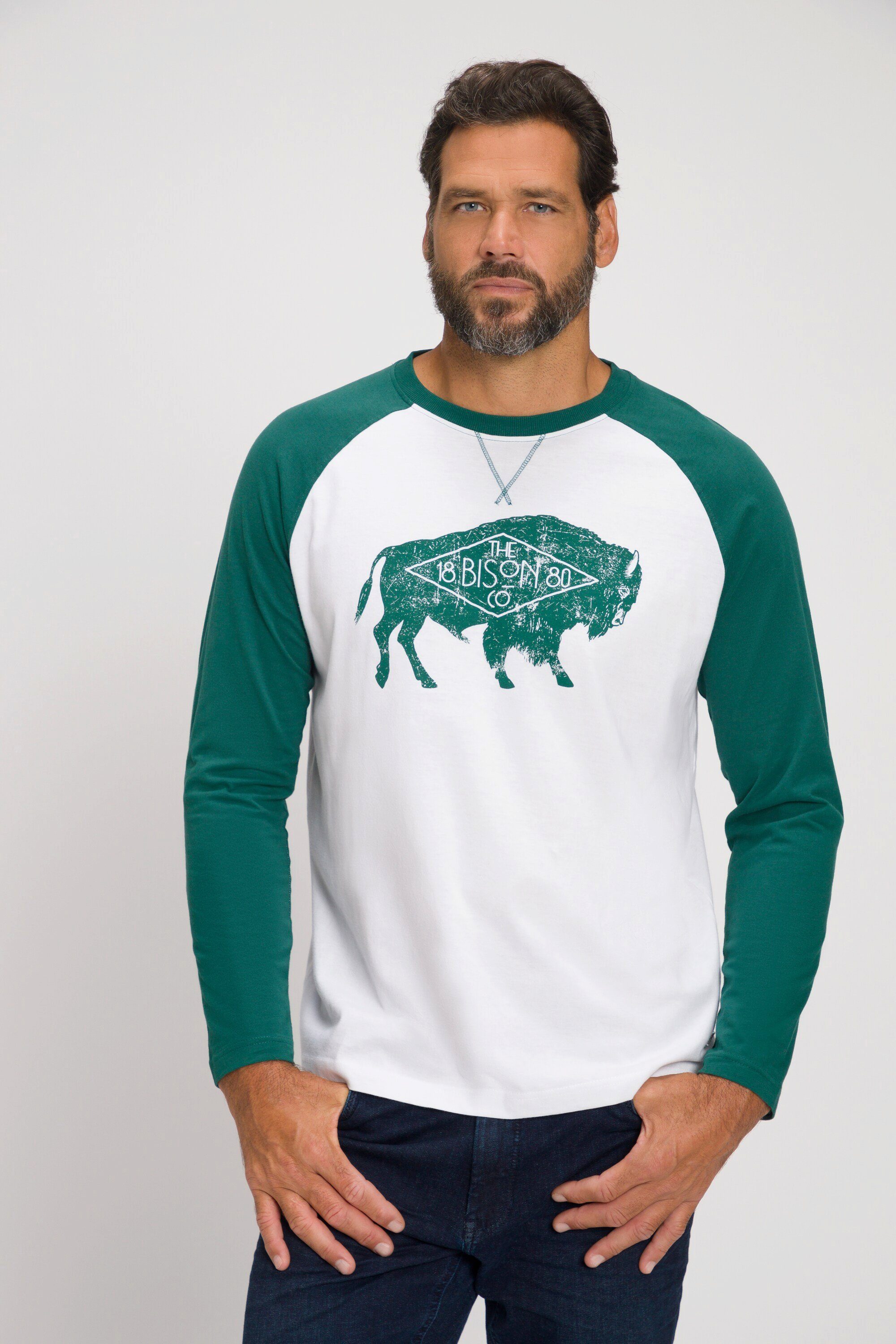 Bison Print zweifarbig JP1880 Langarm T-Shirt Schlafanzug