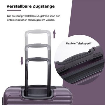 Ulife Trolleyset Kofferset-Reisekoffer, ABS-Material, 4 Rollen, (Set, 3 tlg., Hartschalen-Trolley Set), mit TSA Zollschloss