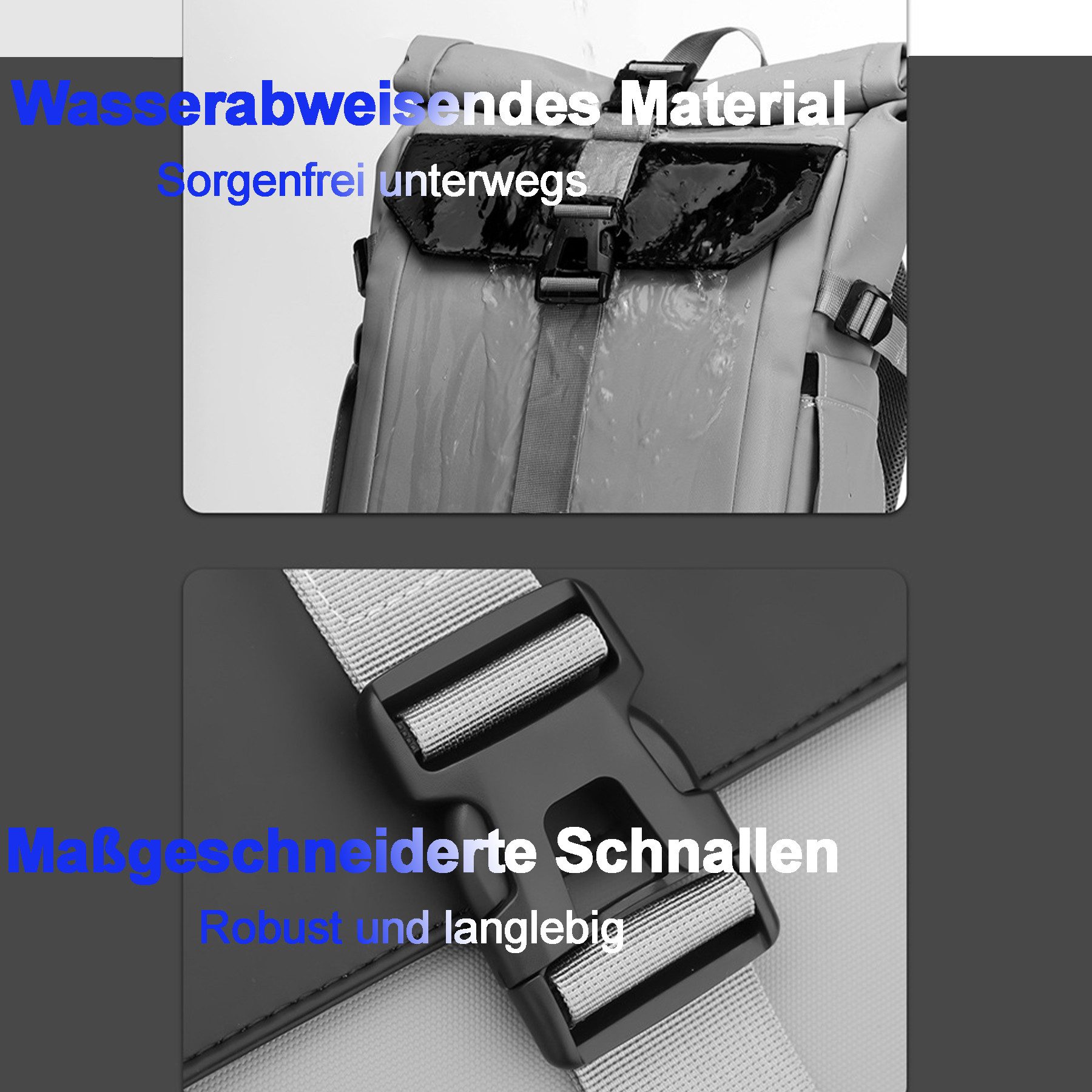 Mutig Laptoprucksack Rolltop Rucksack für Damen und Herren, Wasserdicht (16 Zoll Laptop Rucksack, großer Reise Rucksack, Daypack, Backpack, Wanderrucksack für Uni, Arbeit, Fahrrad, Reisen und Wandern)