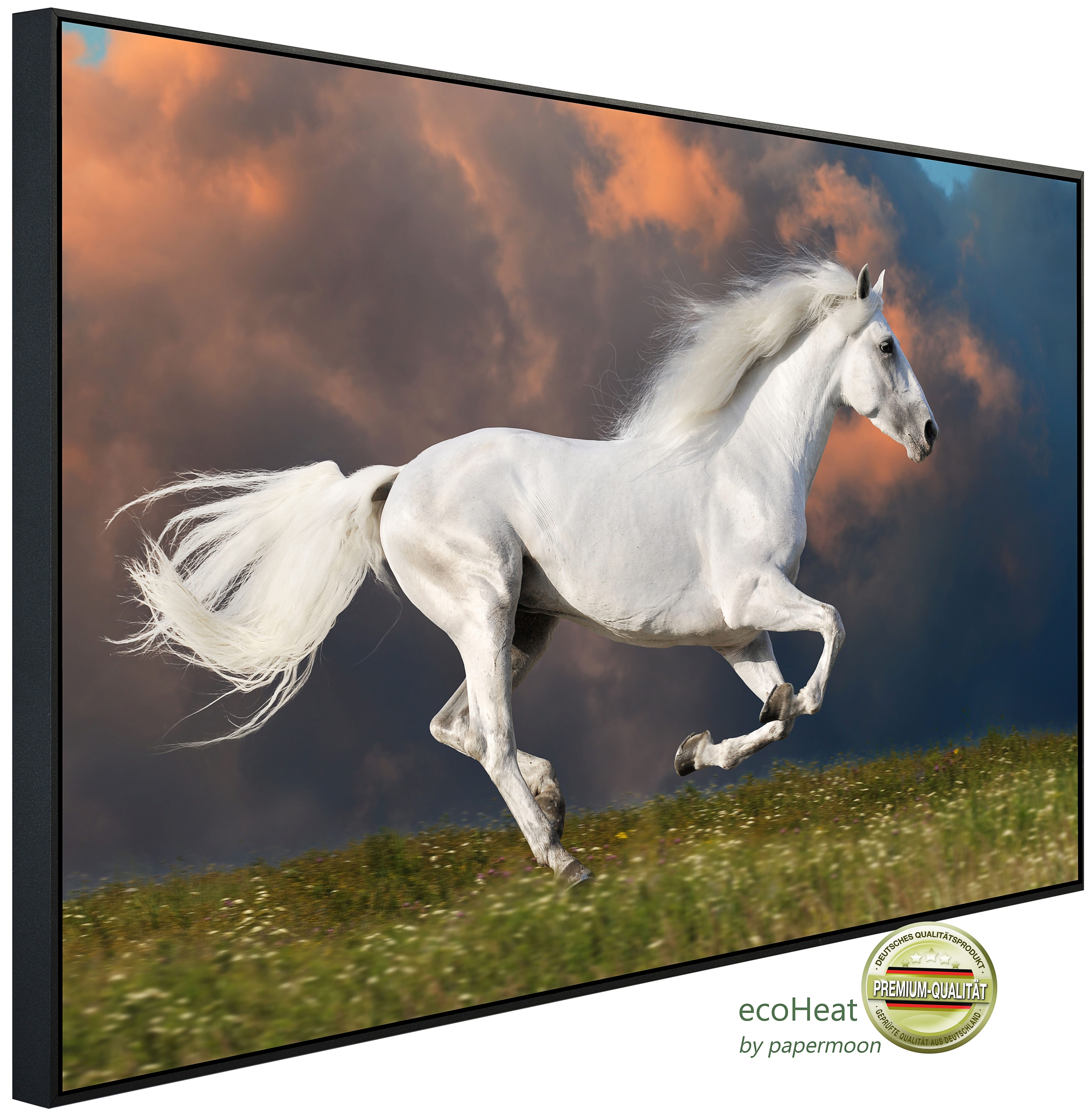 Papermoon Infrarotheizung INFRAROT-BILD-HEIZUNG, weißes Pferd, TÜV-Rheinland/GS zertifiziert, angenehme Strahlungswärme