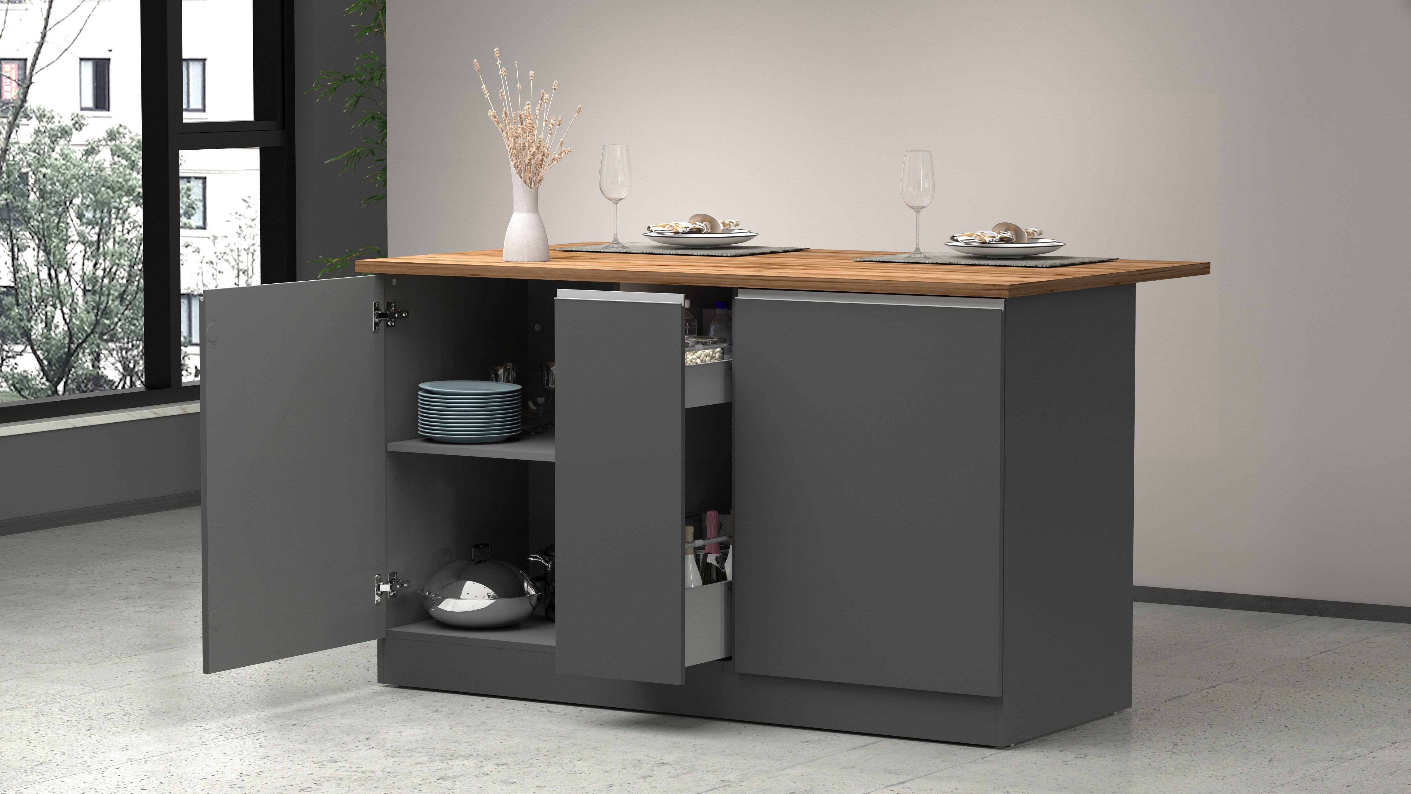 KOCHSTATION Kücheninsel KS-Sole,Kochinsel,Küchenarbeitsblock,Inselküche,Arb günstig online kaufen