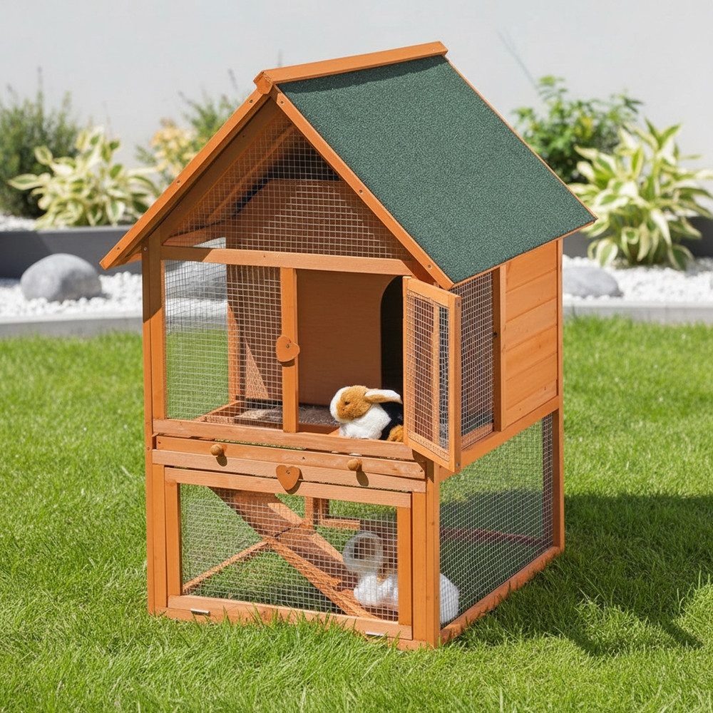 Feel2Home Kleintierkäfig Hasenstall Kleintierstall Kaninchenstall Kaninchen Käfig Gehege Stall, offener Boden