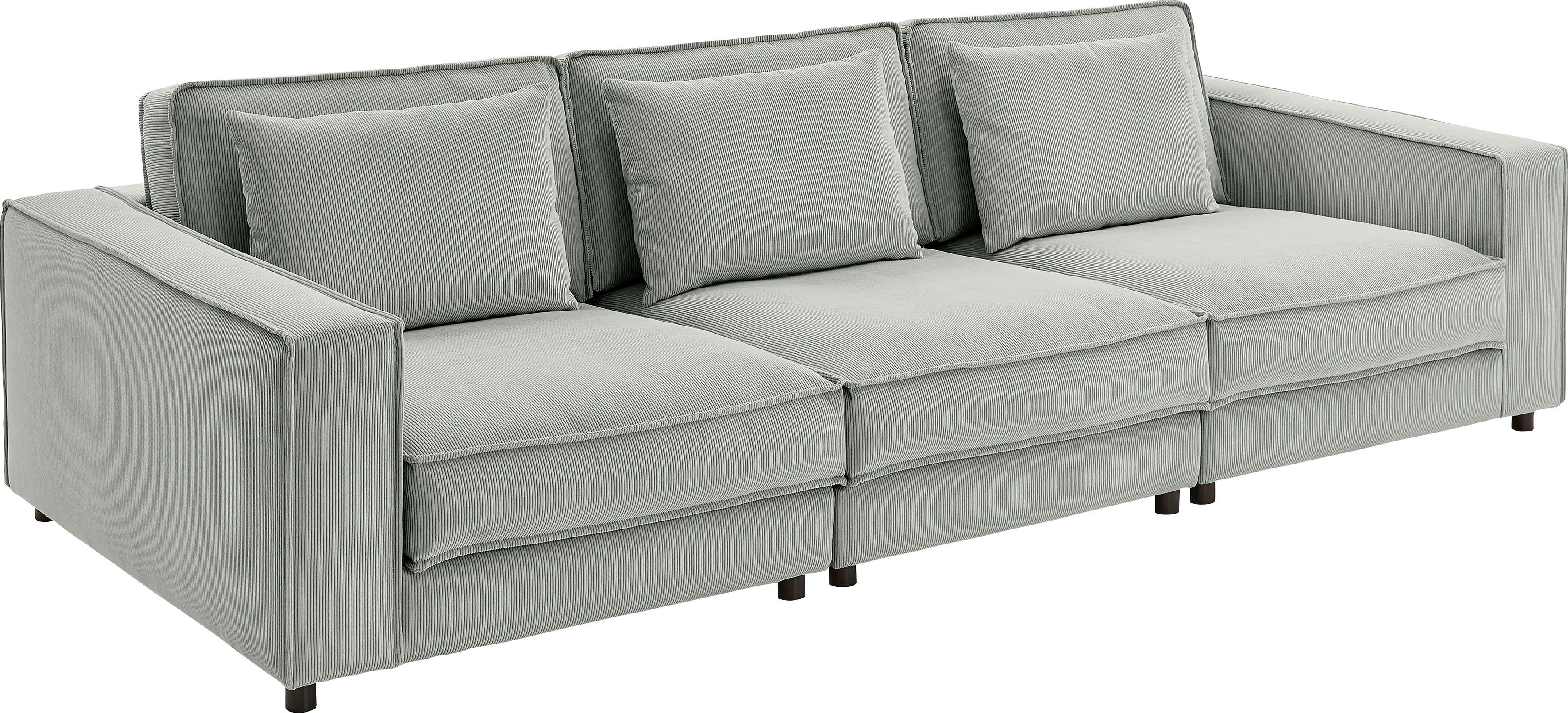 ATLANTIC home collection 3-Sitzer Valan, XXL-Sitzfläche, mit Cord-Bezug, frei stellbar, mit Wellenunterfederung