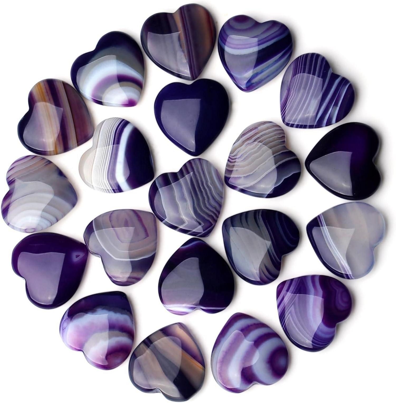 Edelstein 20x Purple Agate Herz Stein Heilkristalle Edelsteine Chakra Reiki
