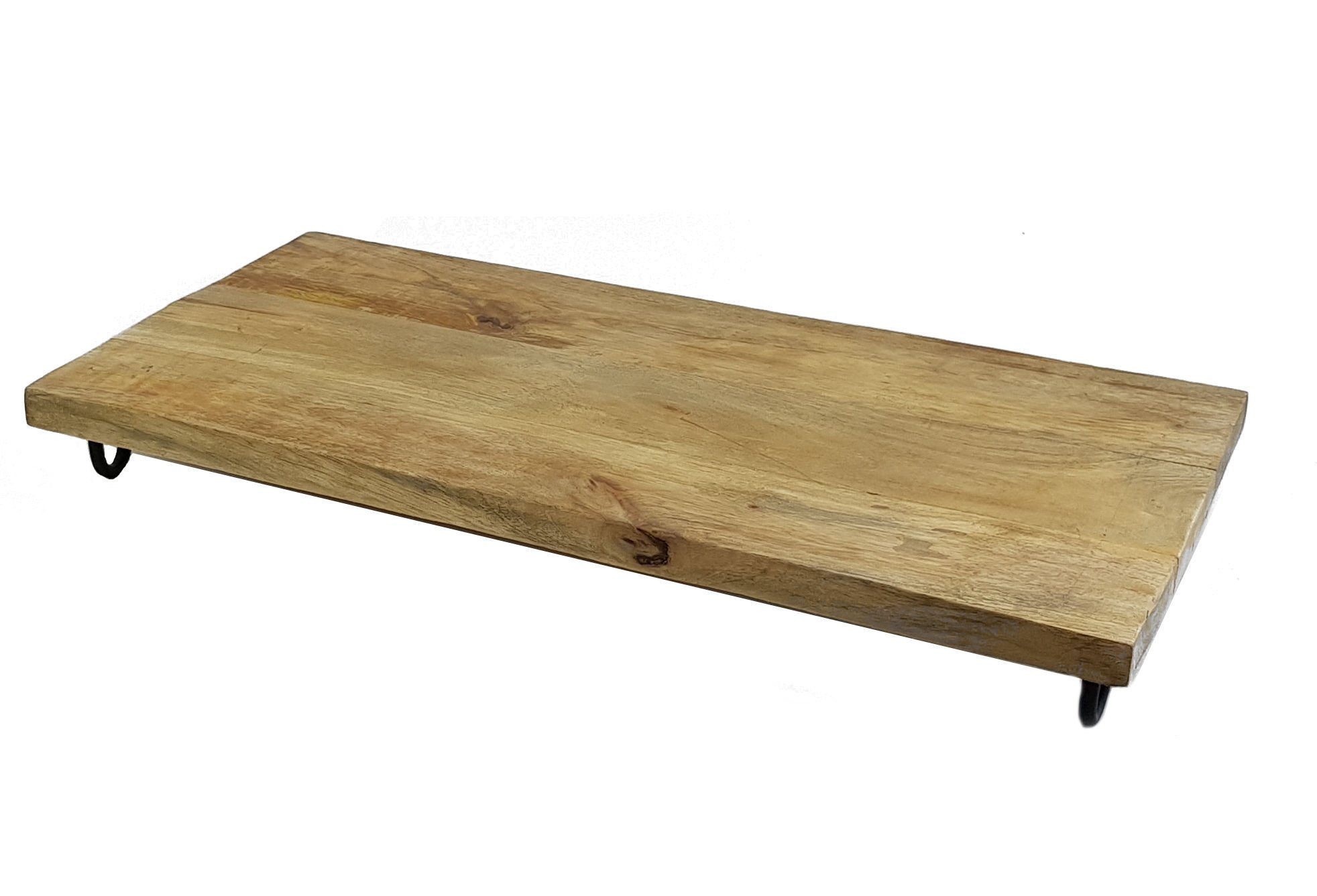 Spetebo Servierplatte Mango Servierplatte mit 4 Standfüßen - 50 cm, Holz, (Stück, 1-tlg., schönes Serviertablett), großes Holz Tablett für Käse oder Tapas