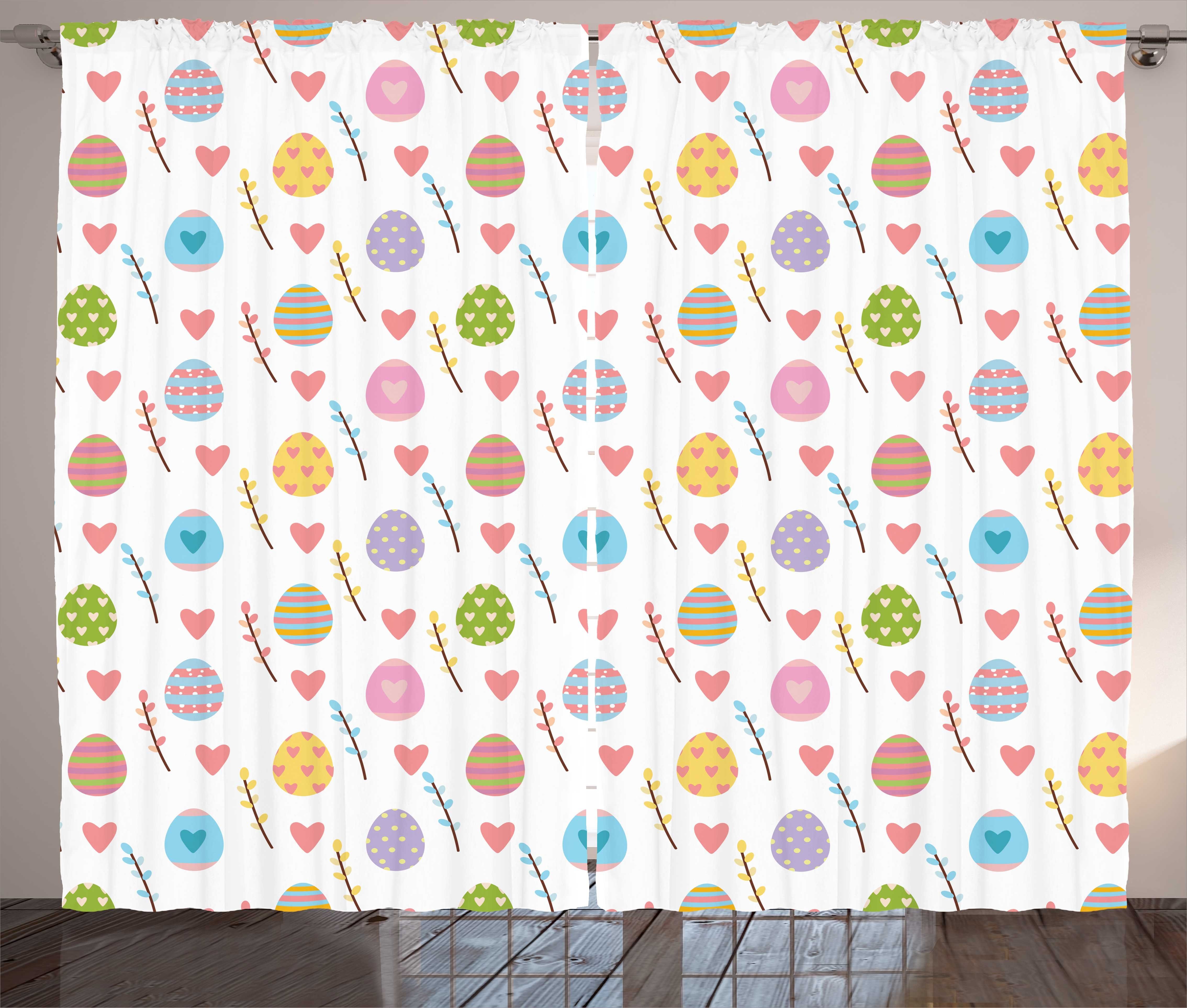Gardine Vorhang Haken, Ostern Blätter Eier Kräuselband Abakuhaus, Schlaufen Bunte und Herzen mit Schlafzimmer