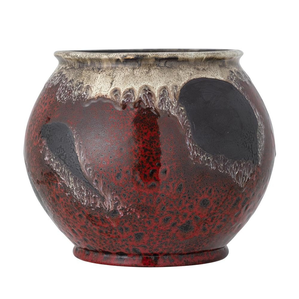 Bloomingville Blumentopf Souha Rot, Steingut, Pflanzgefäß, Keramiktopf, Zimmerpflanzen Topf, Wasserdicht, Handarbeit