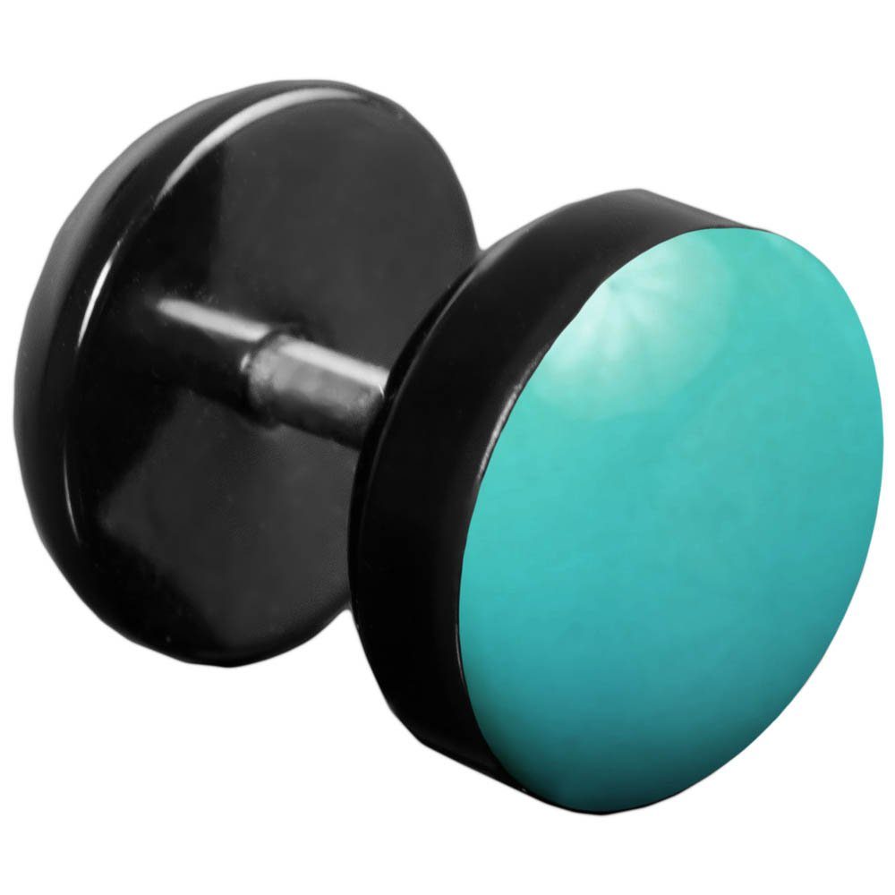 viva-adorno Fake-Ear-Plug 1 Stück farbig Edelstahl mit Acryl schwarz, emaillierter Türkis Ohrstecker Front / Hellblau
