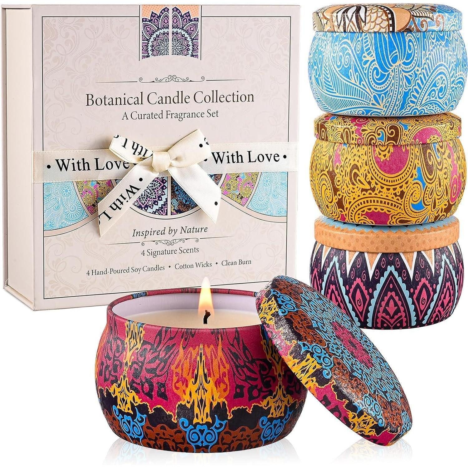 LuxusKollektion Duftkerze Duftkerzen Geschenkset Boho Sojawachs 4 Duftnoten