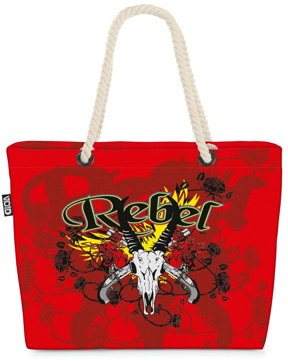 VOID Strandtasche (1-tlg), Rebel Rocker Totenkopf Tattoo Punk rot