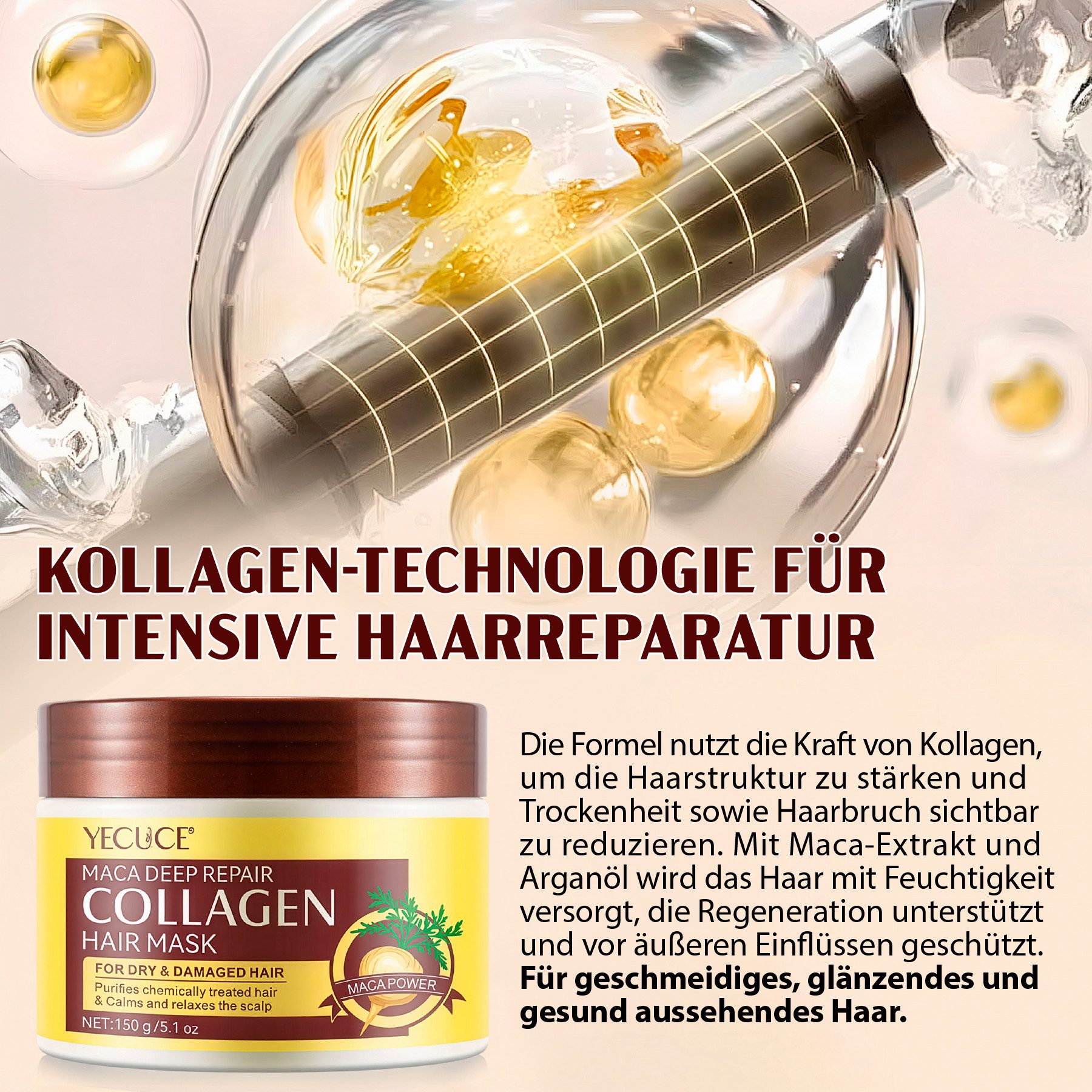 ALIVER Haarmaske Kollagen Haarkur Tiefenpflege Tiefenreparatur Haarspülung für Haare, 1-tlg., Aliver, Haarmaske, Haarkur, Haarpflege