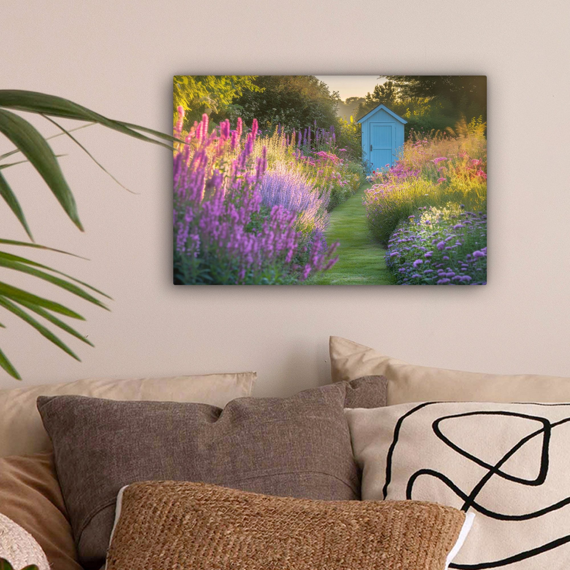 OneMillionCanvasses® Leinwandbild Gartenhaus - Blau - günstig online kaufen