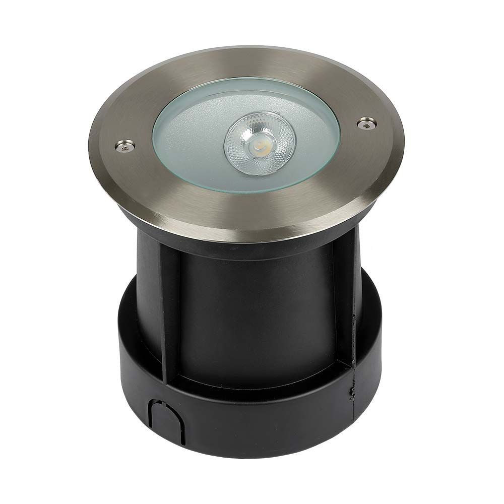V-TAC LED Einbaustrahler, LED-Leuchtmittel fest verbaut, Neutralweiß, Bodenleuchte LED Außenlampe Edelstahl schwarz silber IP67 D 15,3 cm
