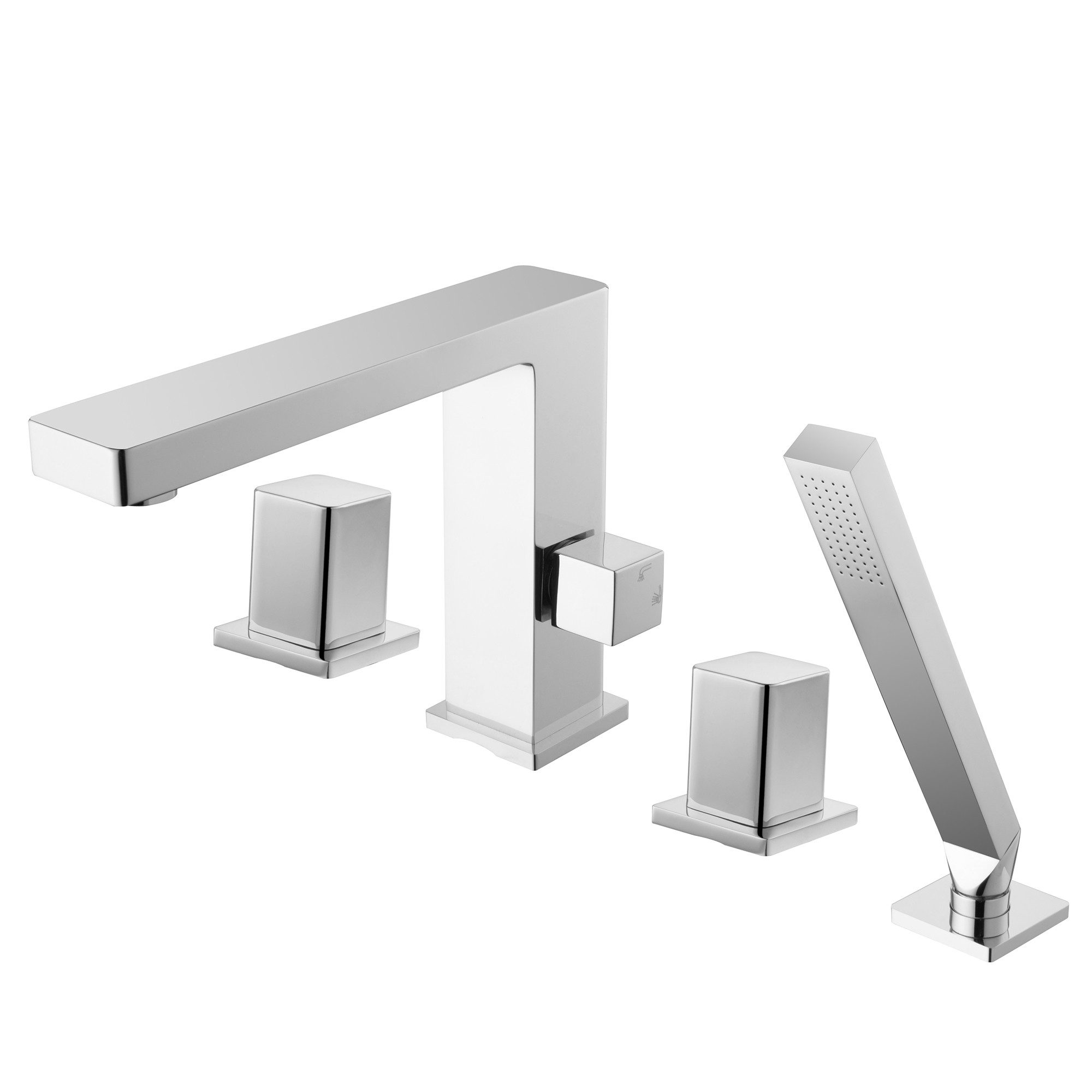 Bernstein Wannenarmatur 6081C Chrom 4-Loch Wannenrandarmatur Zweigriff Chrom inkl Handbrause