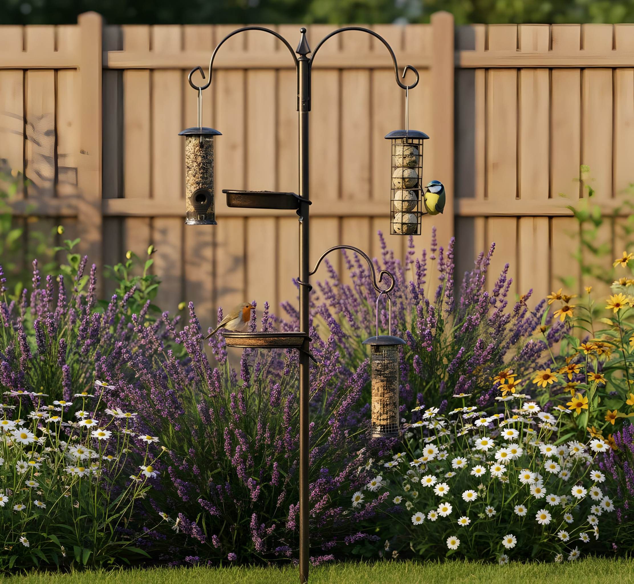 colourliving Futterstation colourliving 5 in 1 Vogelfutterstation stabile Metallkonstruktion, Metall, Kunststoff