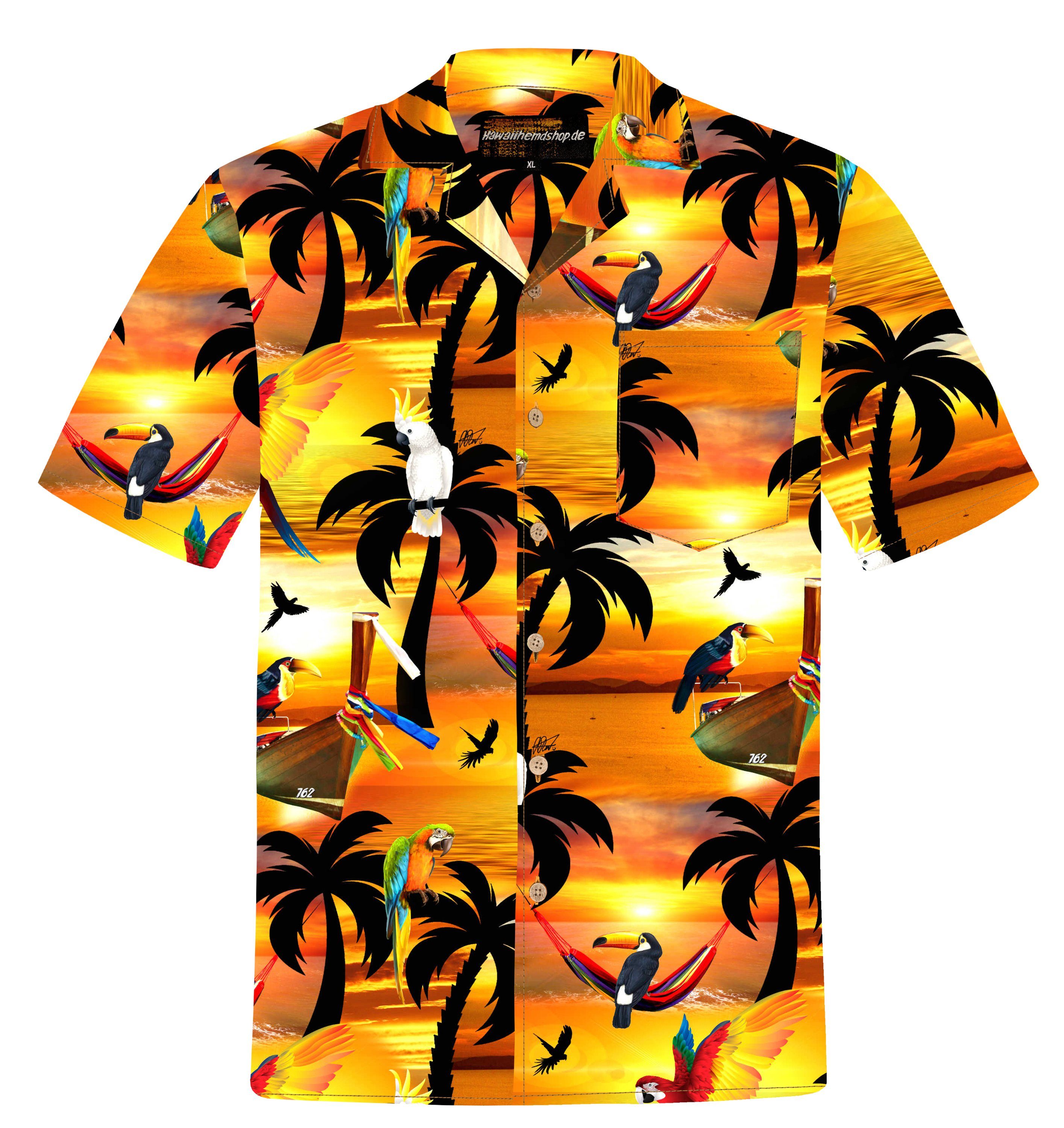 Hawaiihemdshop.de Hawaiihemd Hawaiihemdshop Hawaii Hemd Herren Baumwolle Kurzarm Papageien