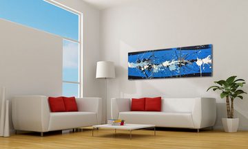 WandbilderXXL XXL-Wandbild Coltish Blue 210 x 70 cm, Abstraktes Gemälde, handgemaltes Unikat