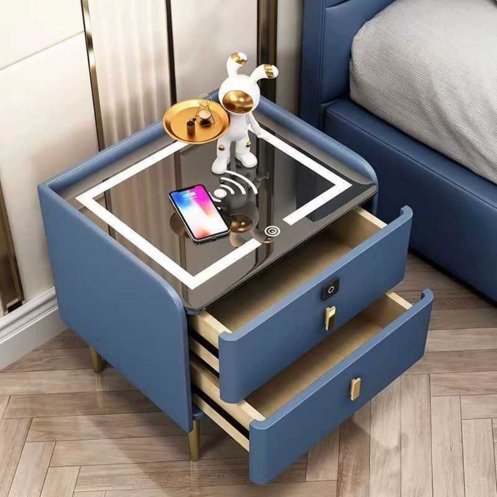 JVmoebel Nachttisch Smart intelligente Ladeschublade in Ihr Schlafzimmer Innenbereich (1-St., 1x Nachttisch), Made in Europa Blau