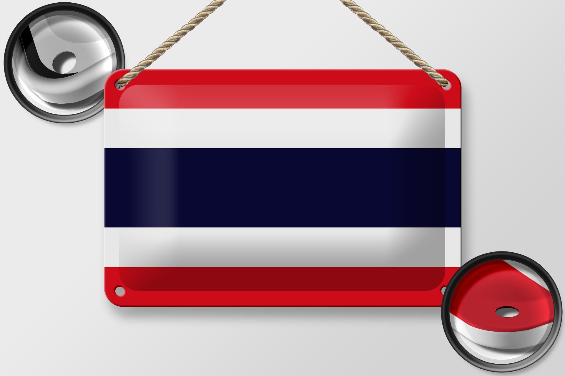 Femer GmbH Metallschild Flagge Thailands 18x12cm Flag of Thailand, (1 St), gewölbte Oberfläche, abgerundete Ecken, umgeschlagene Kanten