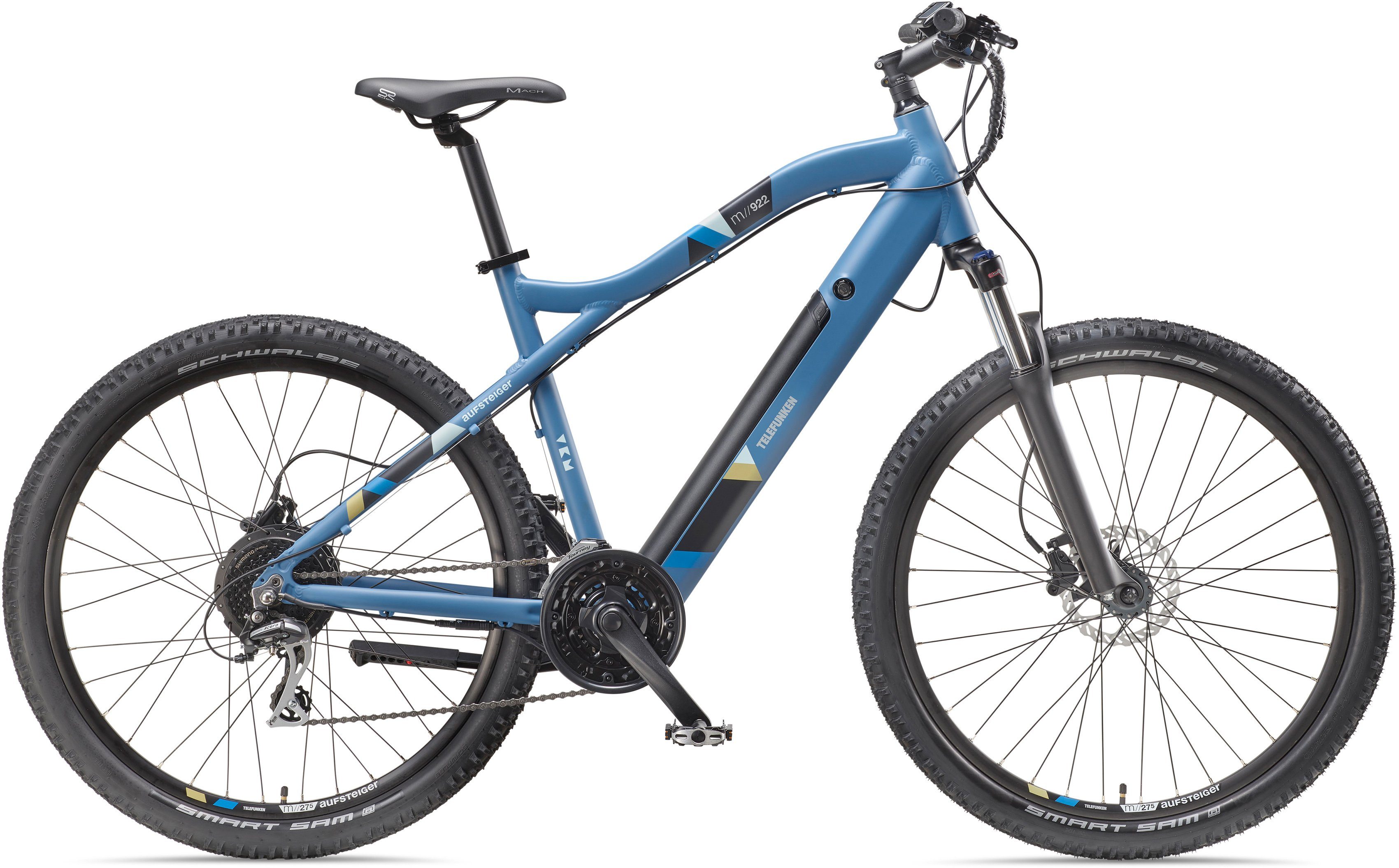 Telefunken E-Bike Aufsteiger M922, 24 Gang Shimano Acera Schaltwerk, Kettenschaltung, Heckmotor, 504 Wh Akku, Pedelec, Elektrofahrrad für Damen u. Herren, MTB, Mountainbike