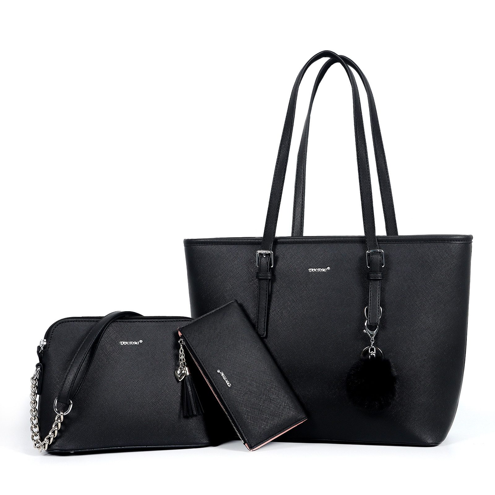 Fassiona Shopper 3-Tlg Handtasche Damen Schultertasche Handtaschen Tragetasche Set (3-tlg), Groß Damen Handtasche, ​Geschenke für Frauen in schlichter Optik