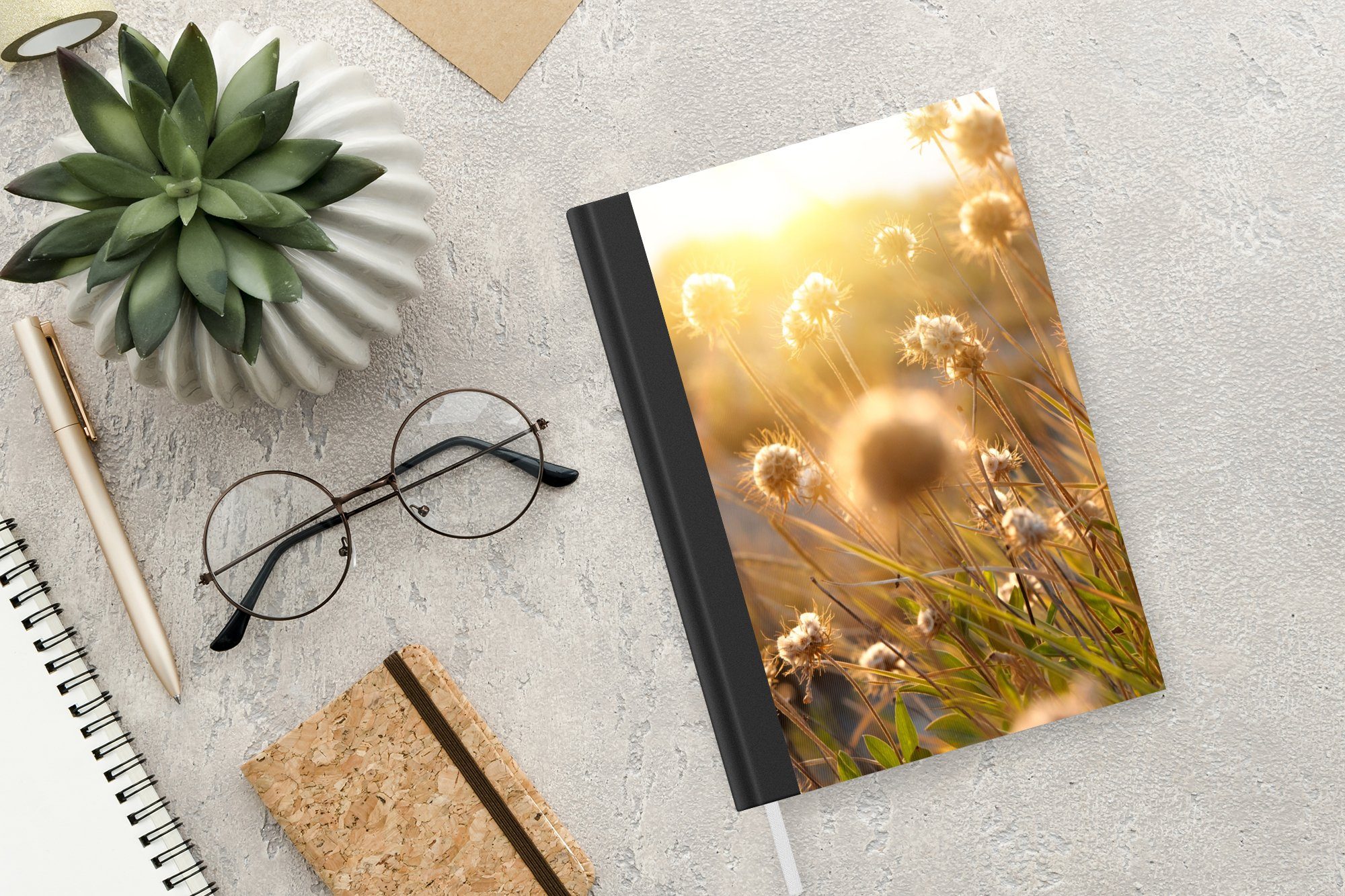 Sonne Pflanzen Journal, Natur - Haushaltsbuch Notizheft, Blumen 98 - A5, Horizont, - - MuchoWow Merkzettel, Tagebuch, Notizbuch Seiten,
