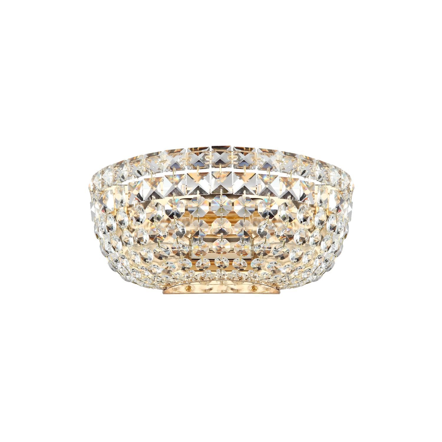 Licht-Erlebnisse Wandleuchte CARO, ohne Leuchtmittel, Metall 25,5 cm breit in Gold E14 2-flammig Klassisch Kristall