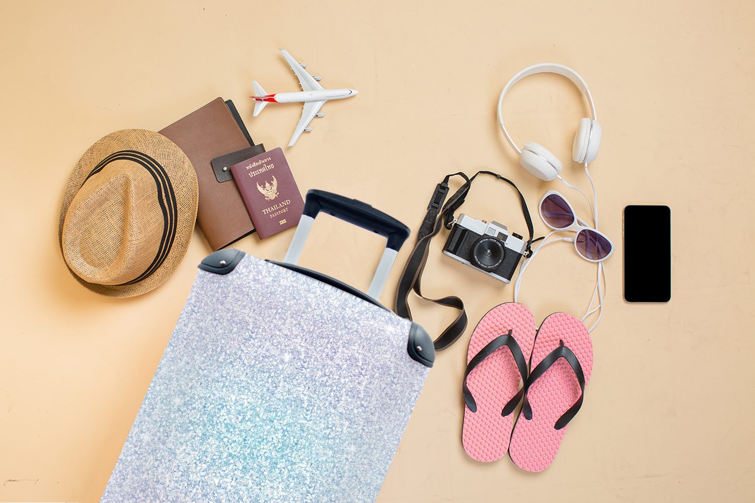 MuchoWow Handgepäckkoffer Opal - Waage - Tierkreiszeichen - Muster, 4 Rollen, Reisetasche mit rollen, Handgepäck für Ferien, Trolley, Reisekoffer – Bild 4 von 5