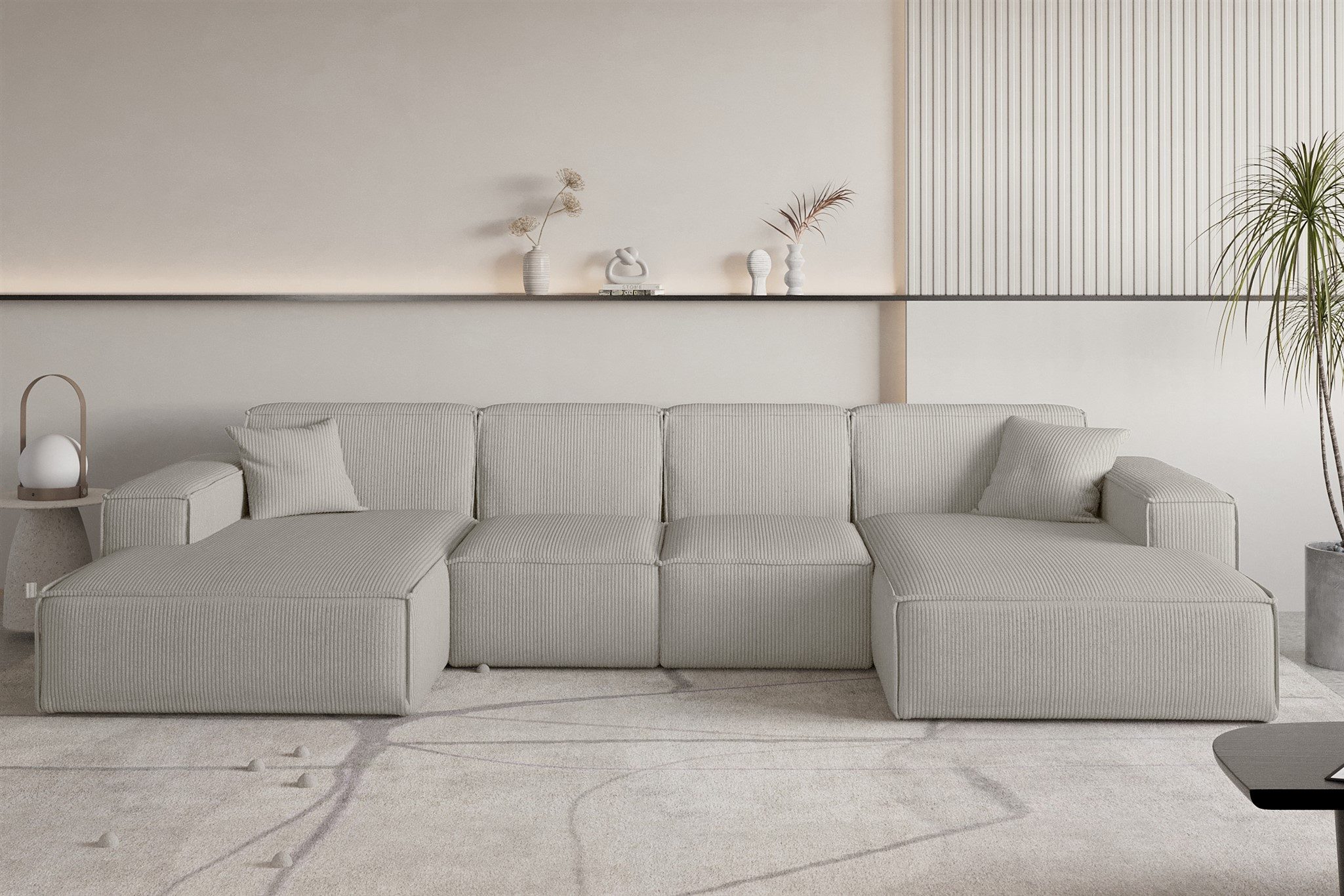 Fun Möbel Wohnlandschaft Sofa U-Form CELES PREMIUM XS in Stoff Scala, Breite 342 cm, inkl. 2 Zierkissen
