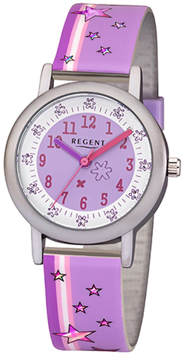 Regent Quarzuhr Regent Kinder-Armbanduhr lila Analog, Kinder Armbanduhr  rund, klein (ca. 28mm), Kunststoffarmband