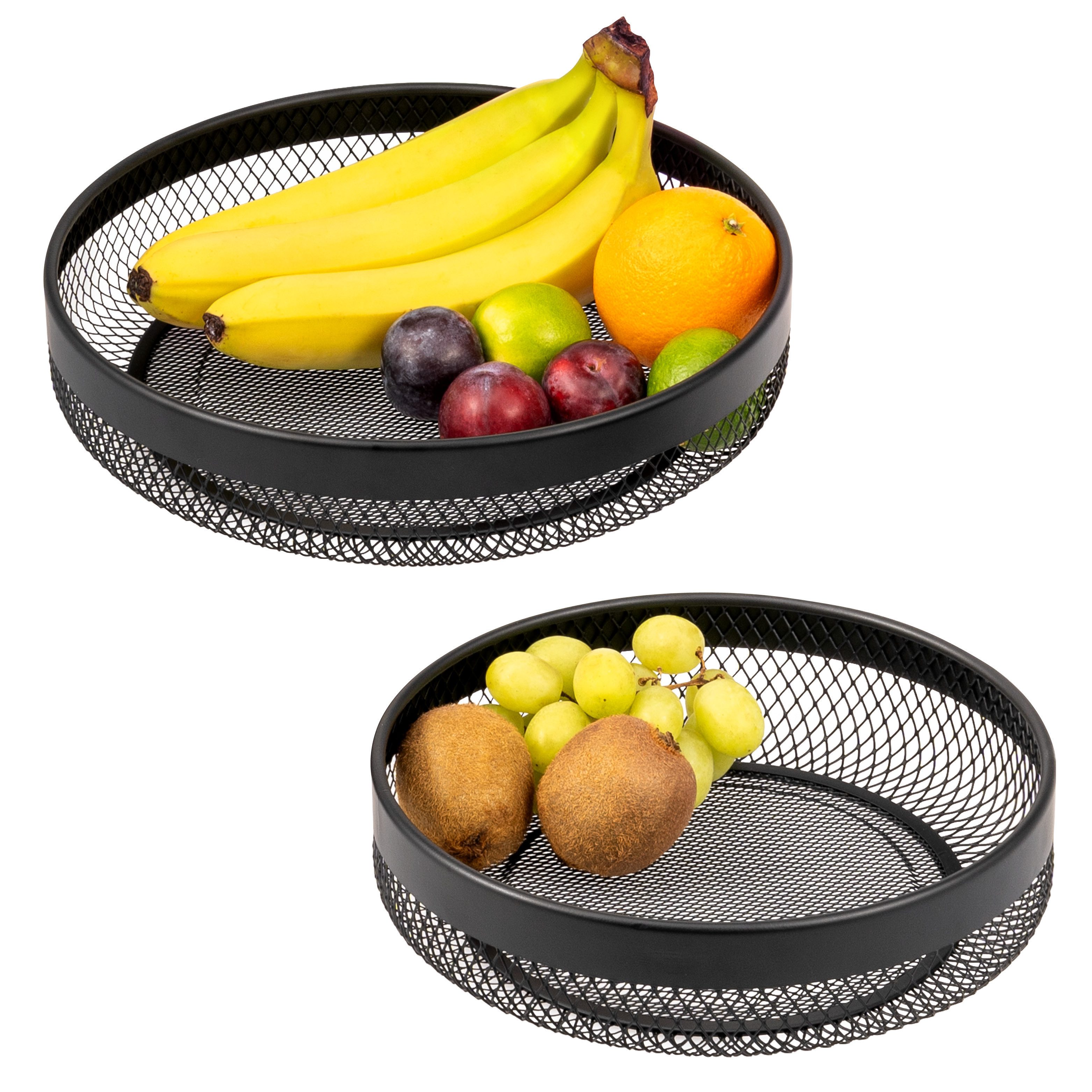 Obstschale Brotkorb 2er Set, rund, aus schwarzem Metall