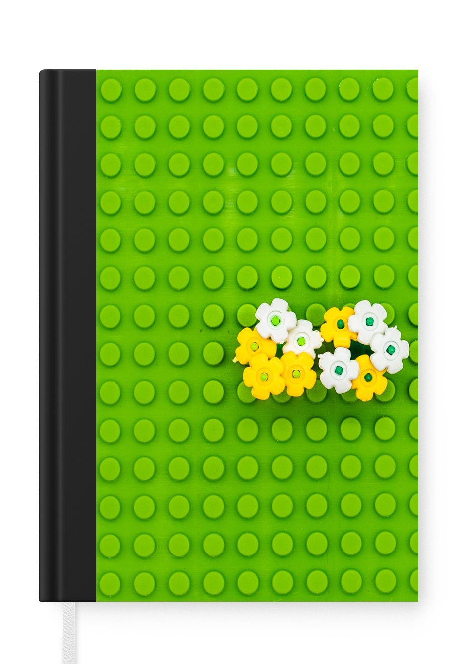 MuchoWow Notizbuch Lego-Unterlage mit Blumen, Journal, Merkzettel, Tagebuch, Notizheft, A5, 98 Seiten, Haushaltsbuch | Notizbücher