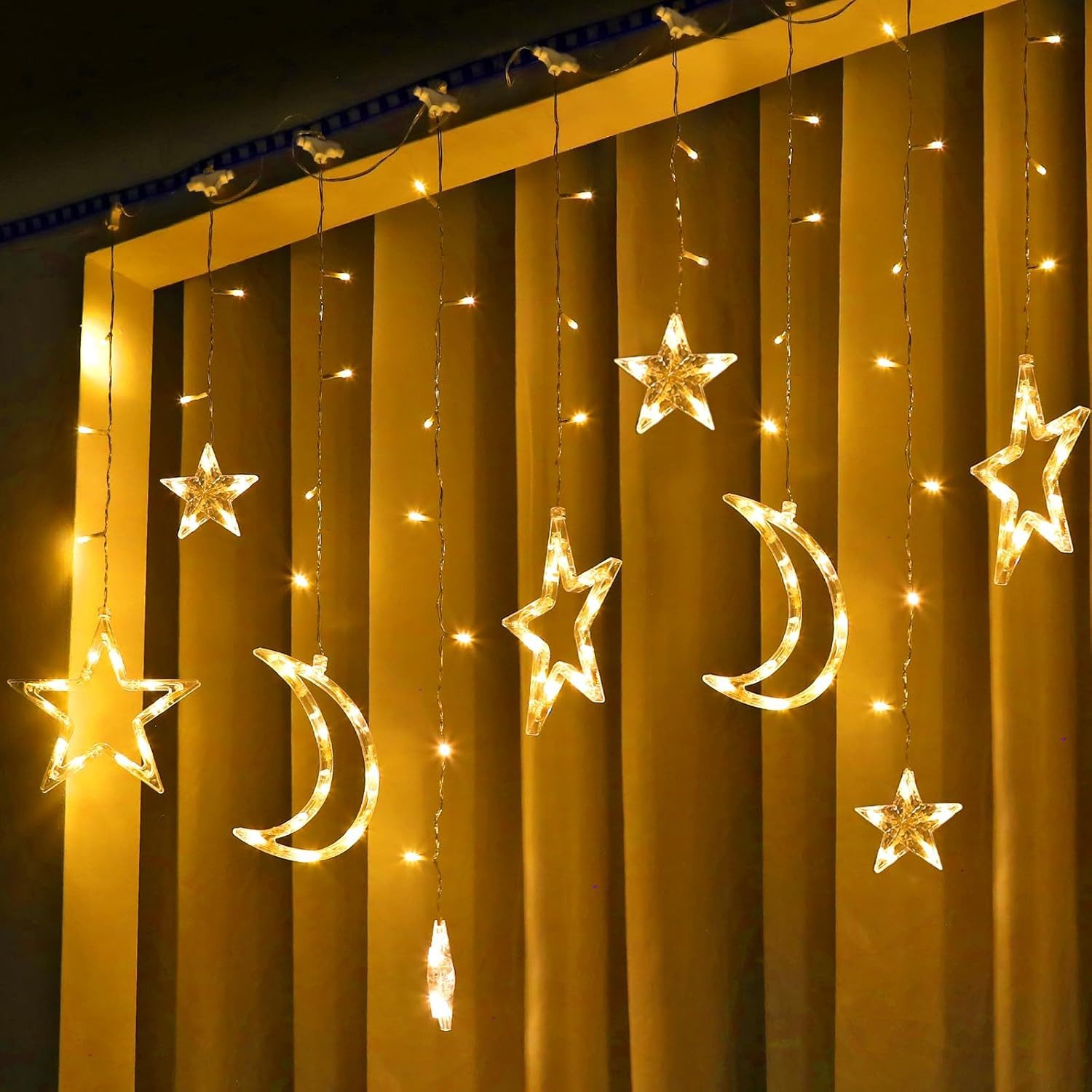 Qualra LED-Lichterkette Stern Mond LED Lichterketten 3M Innen Lichtervorhan günstig online kaufen