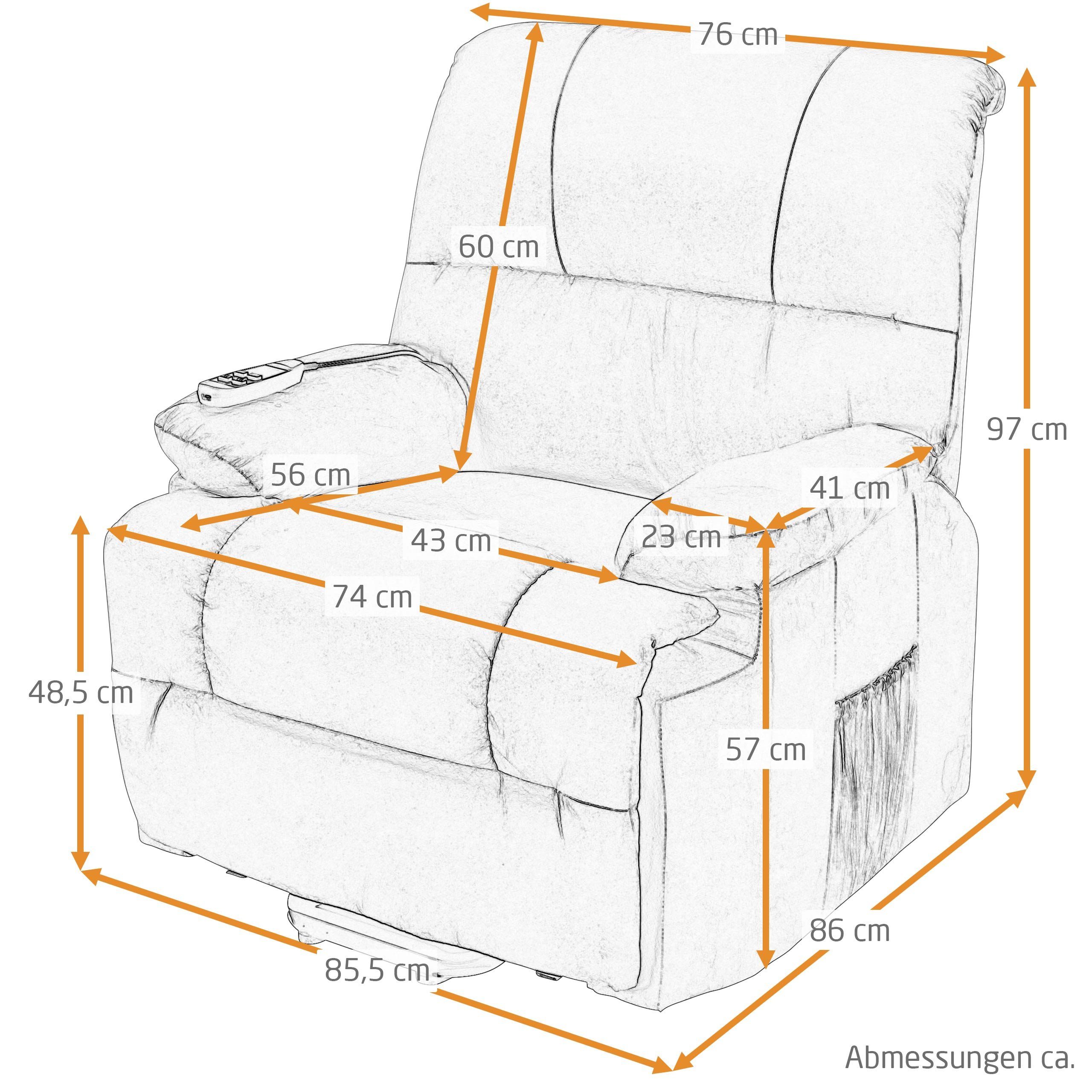 belastbar kg 2, Farben elektrische mit bis TV-Sessel & viele Raburg 120 XXL Stoffe Relaxfunktion), Komfortschaum-Polsterung, & FRANK Aufstehhilfe, (Schlafsessel Liege- Motoren, 2