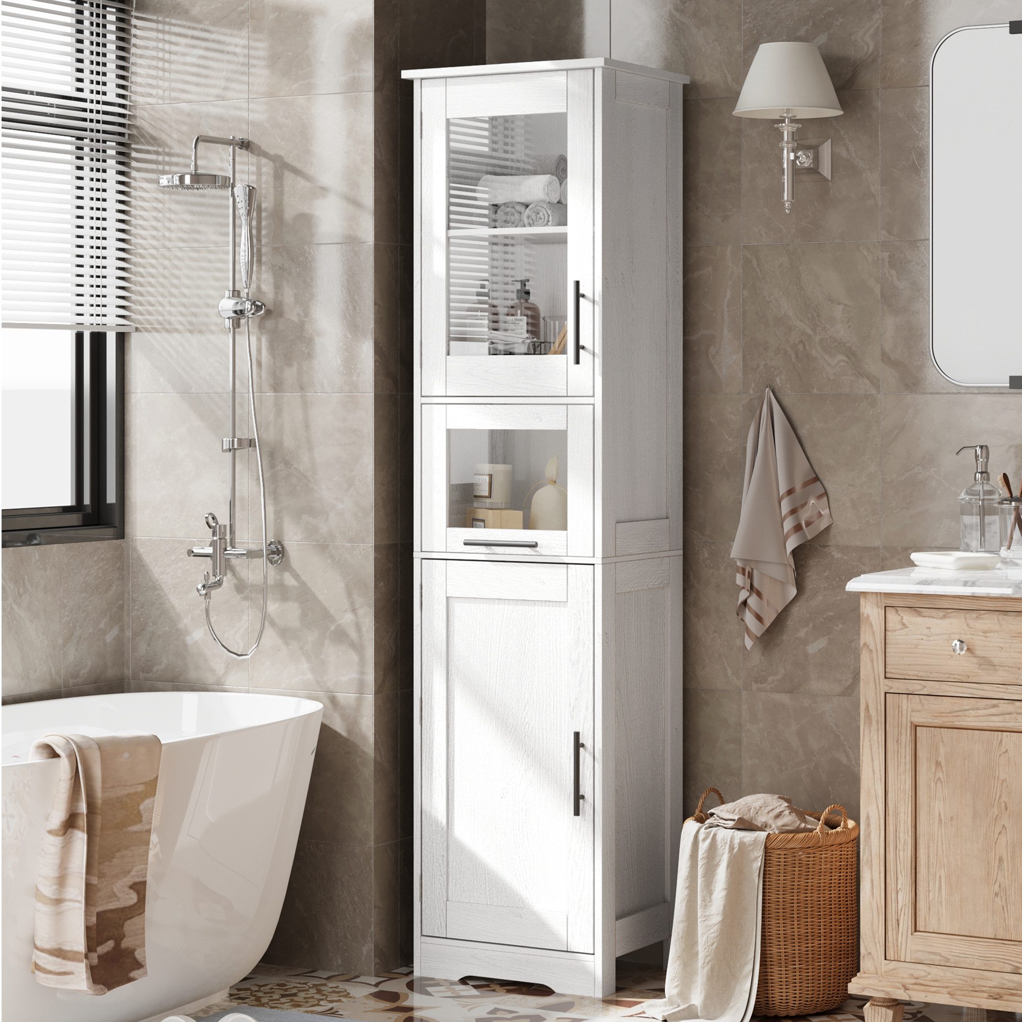 GarveeMore Hochschrank 170cm Badezimmerschrank - Badschrank günstig online kaufen