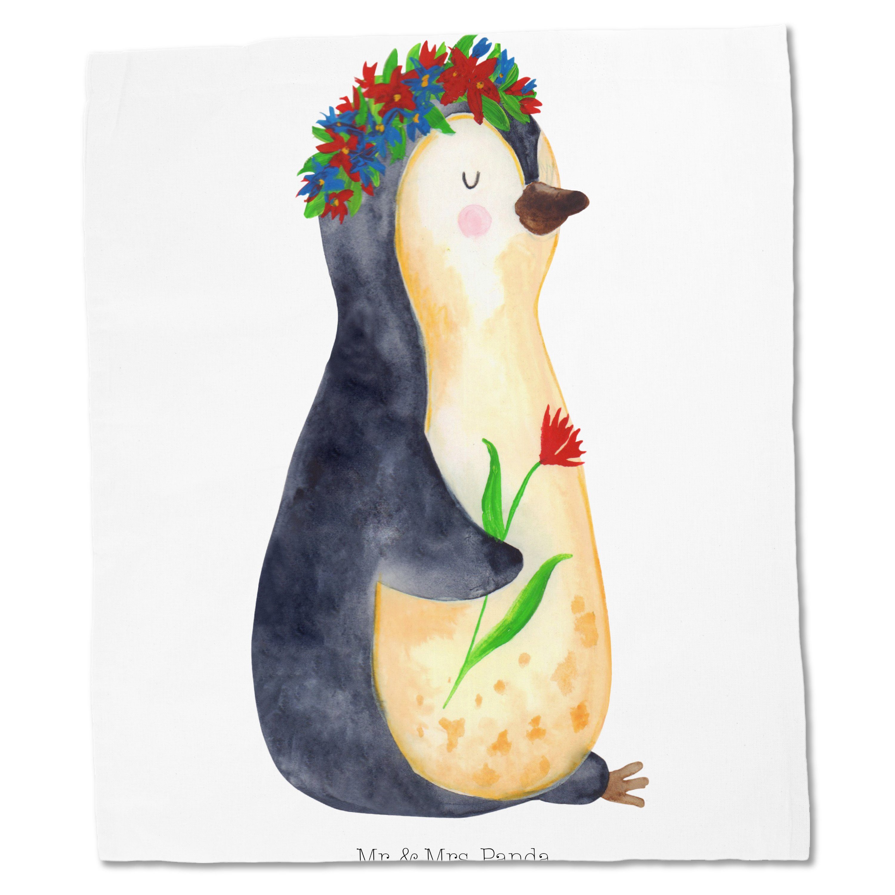 Mr. & Mrs. Panda Blumenkranz - Blumenliebe, L Weiß Tragetasche - Pinguin Einkaufstasche, (1-tlg) Geschenk