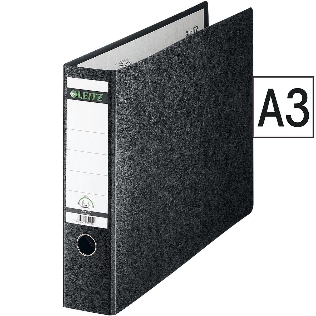 LEITZ Aktenordner 1073, Ordner breit, A3 Querformat, aufgeklebtes Rückenschild