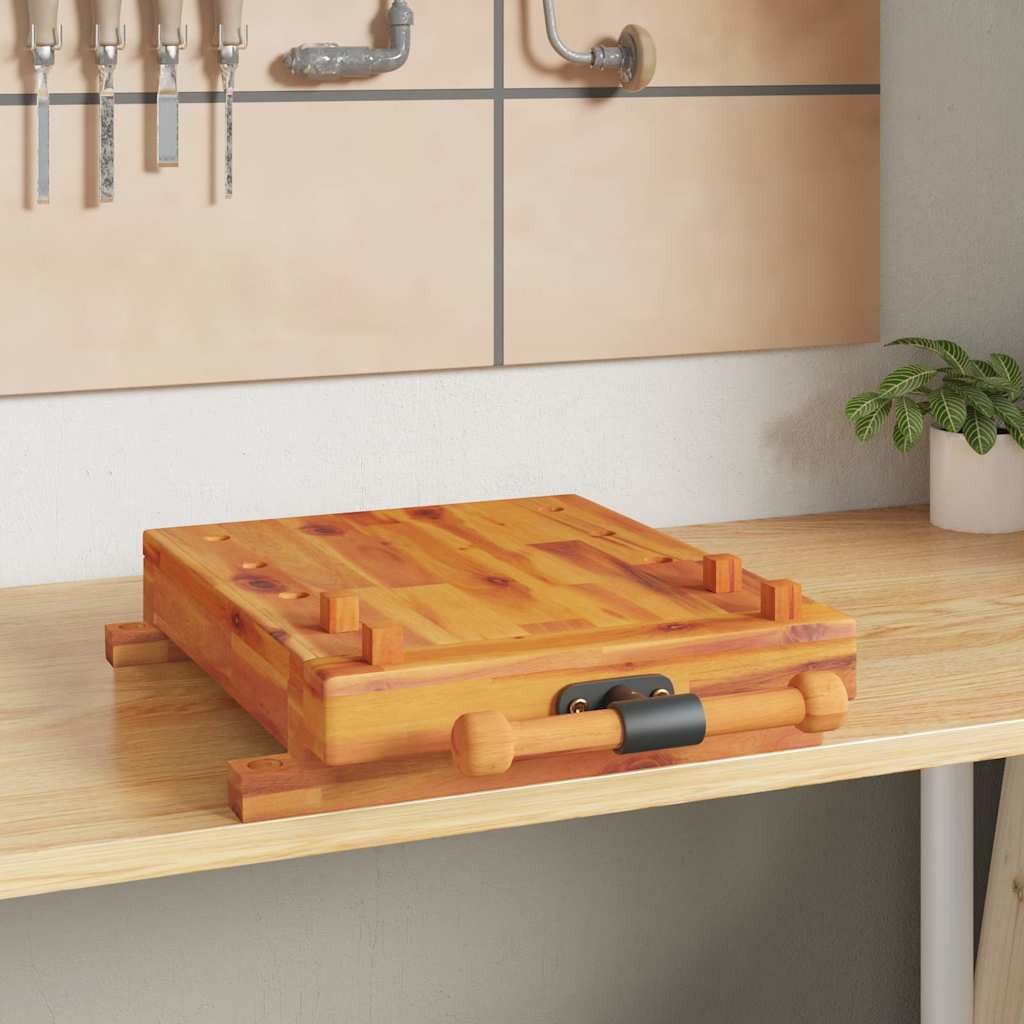 vidaXL Werkbank Werkbankplatte mit Schraubstock 52x44x9,5 cm Massivholz, (1-tlg)