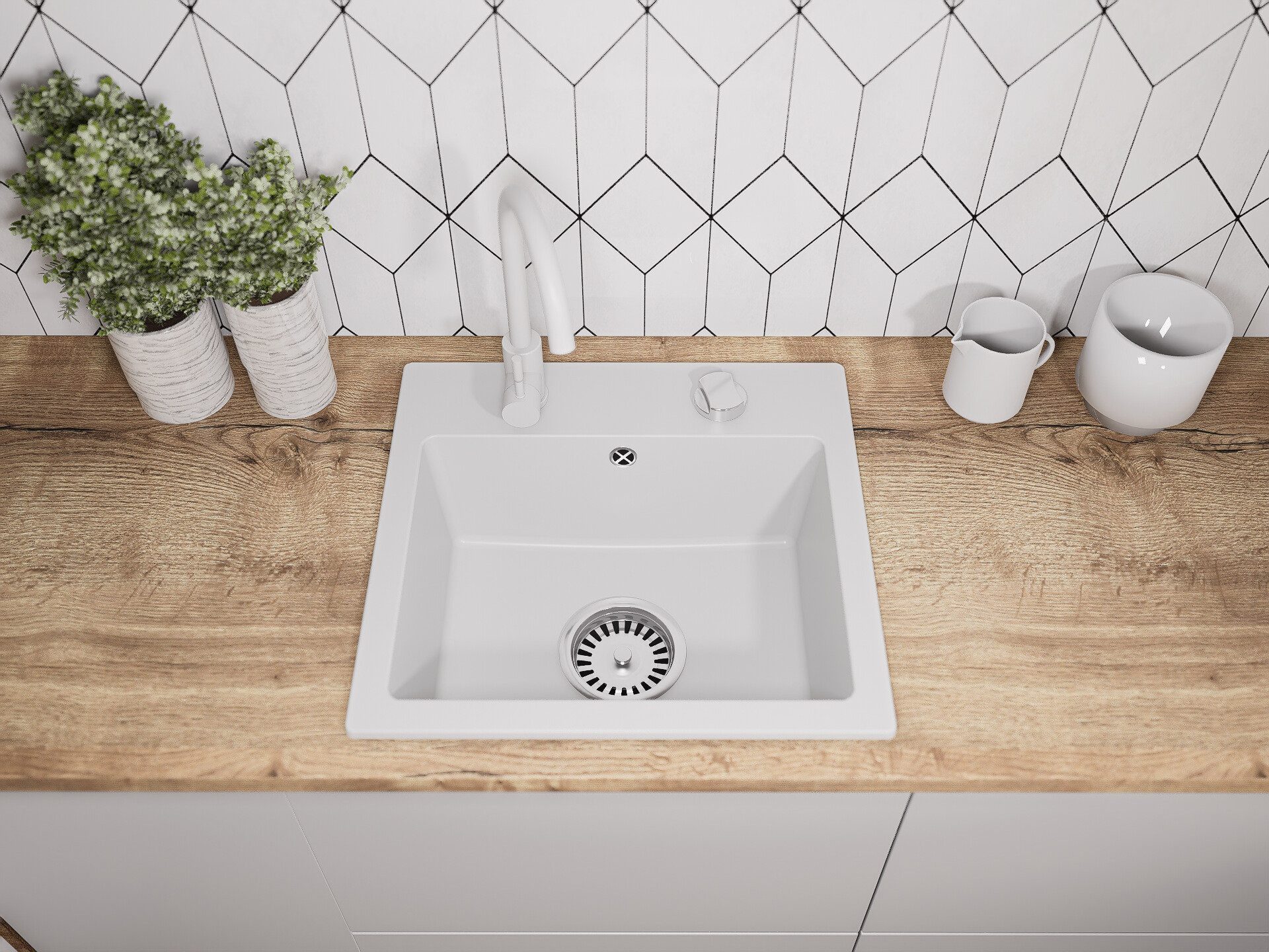 Faizee Home Granitspüle Faizee Home, Granitspüle Compact 44×41,5 cm – Küchenspüle Spülbecken
