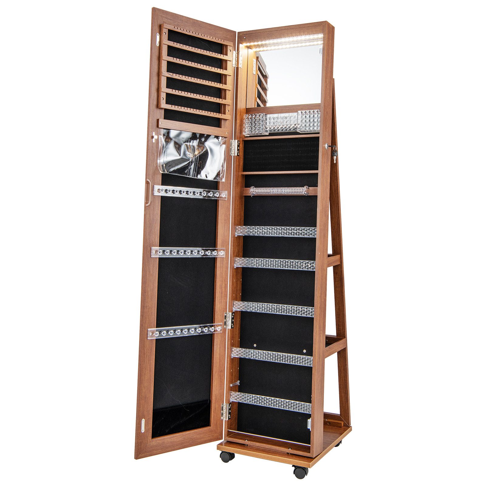 COSTWAY Schmuckschrank mit Spiegel & LED, günstig online kaufen