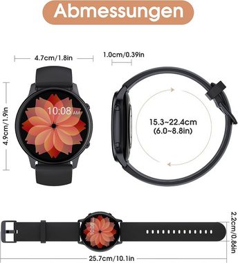 TUYOMA Smartwatch (1,3 Zoll, iOS und Android), Fitnessuhr IP68 Wasserdicht Schrittzähler mit Herzfrequenz 300mAh Akku