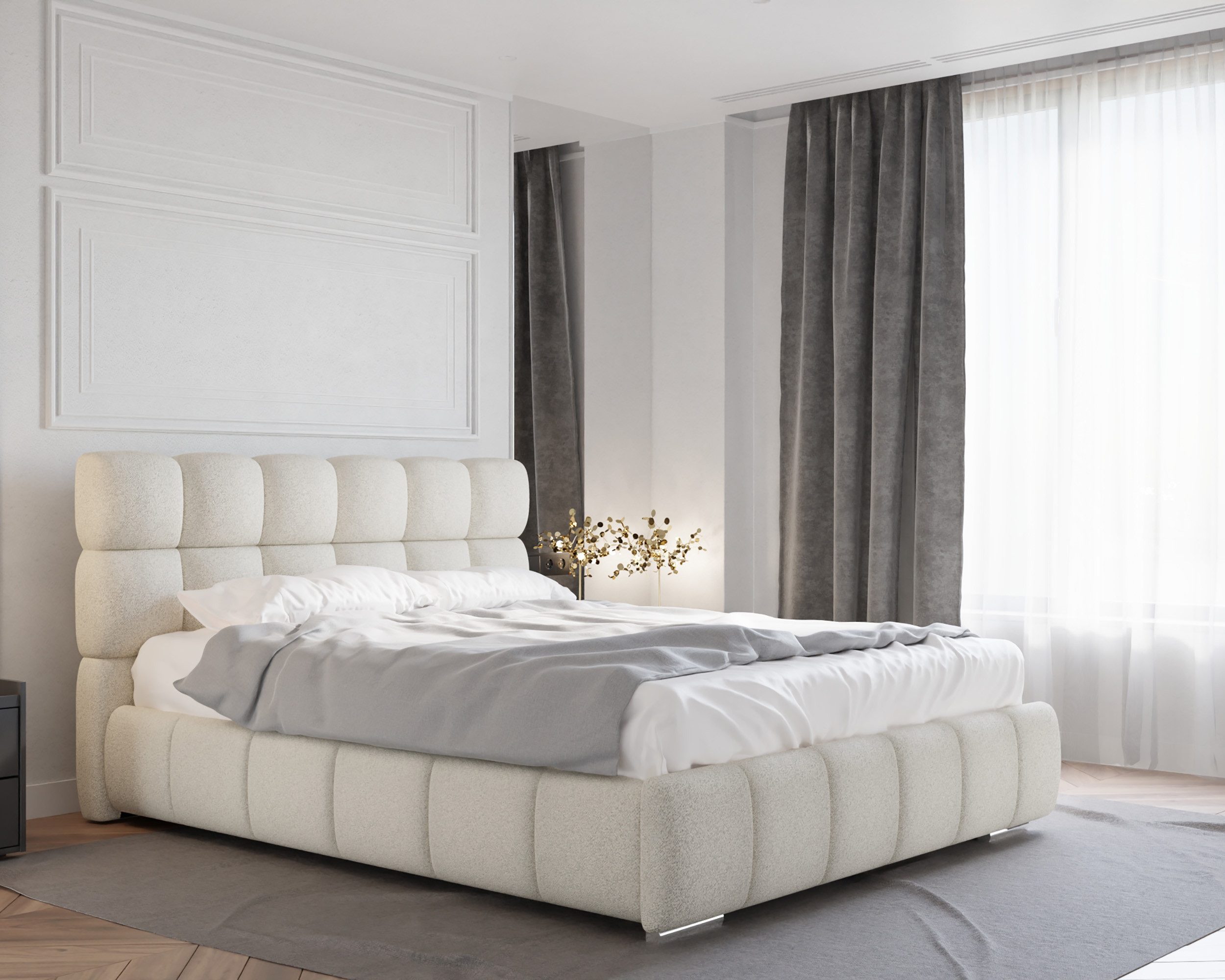 Homesy Polsterbett BLISS Luxus-Bett mit Lattenrost Wahl federkernmatraze, kokosmatratze, (Stabile Rahmenkonstruktion Metallrahmen), Ein Luxusbett in jeder Größe 140x200cm 160x200 cm 180x200cm