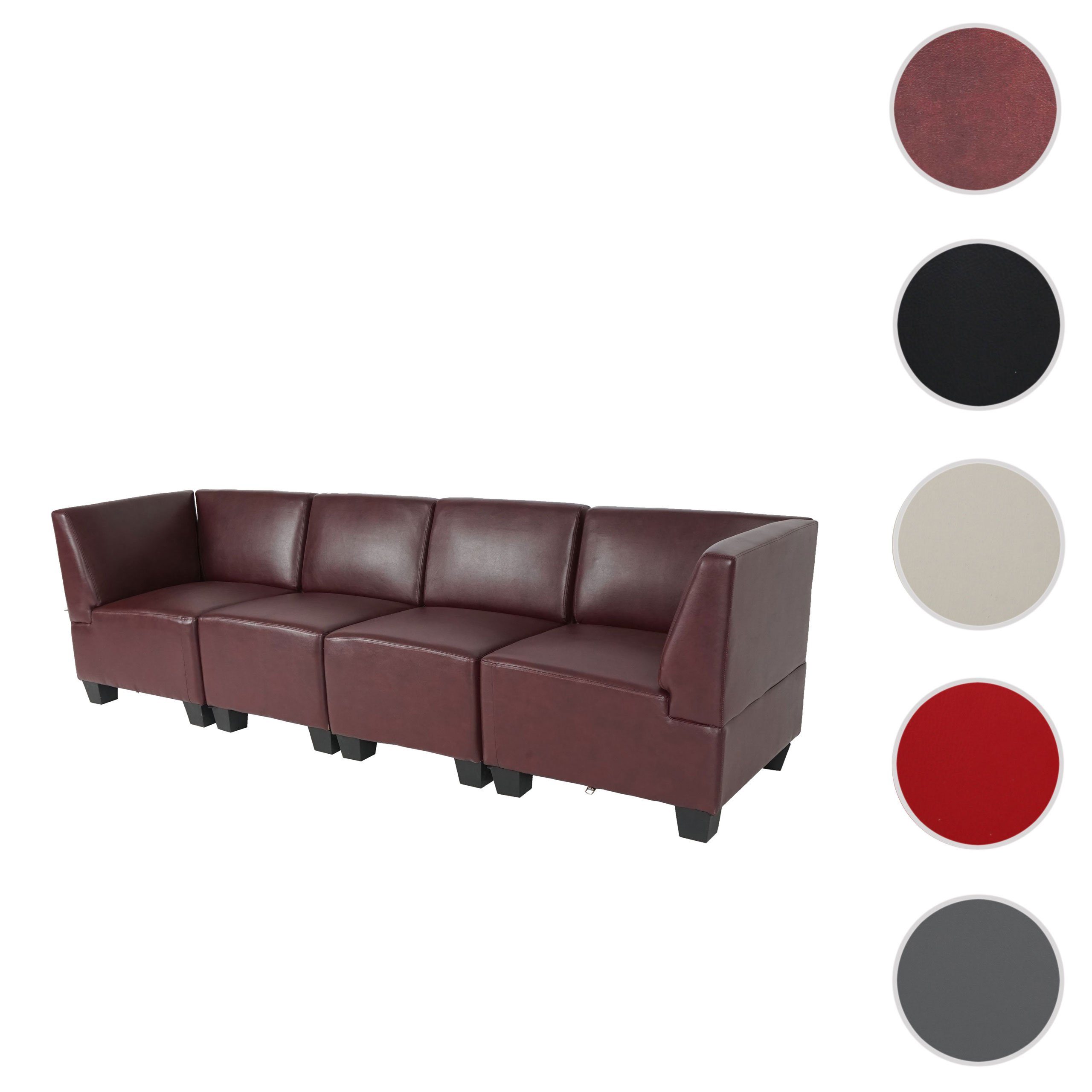 bequeme Lyon-Serie Elementen | Erweiterbar Moncalieri-4, 4-Sitzer rot-braun Set, Polsterung, mit MCW rot-braun der weiteren