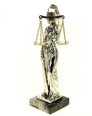 Kremers Schatzkiste Dekofigur Metall Figur Justitia Göttin der Gerechtigkeit 18 cm silber Skulptur Themis Anwalt BGB