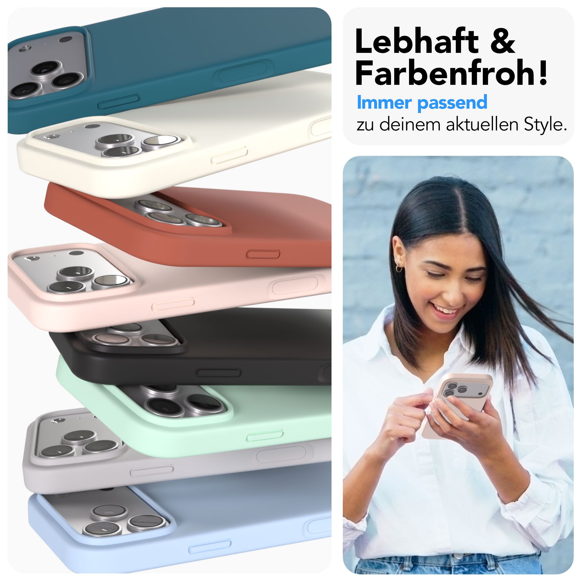 EAZY CASE Handyhülle für Apple iPhone 17 Pro Max Hülle Silikon 6,9 Zoll, Schutzhülle mit Kameraschutz stoßfest Bumper Case Rose