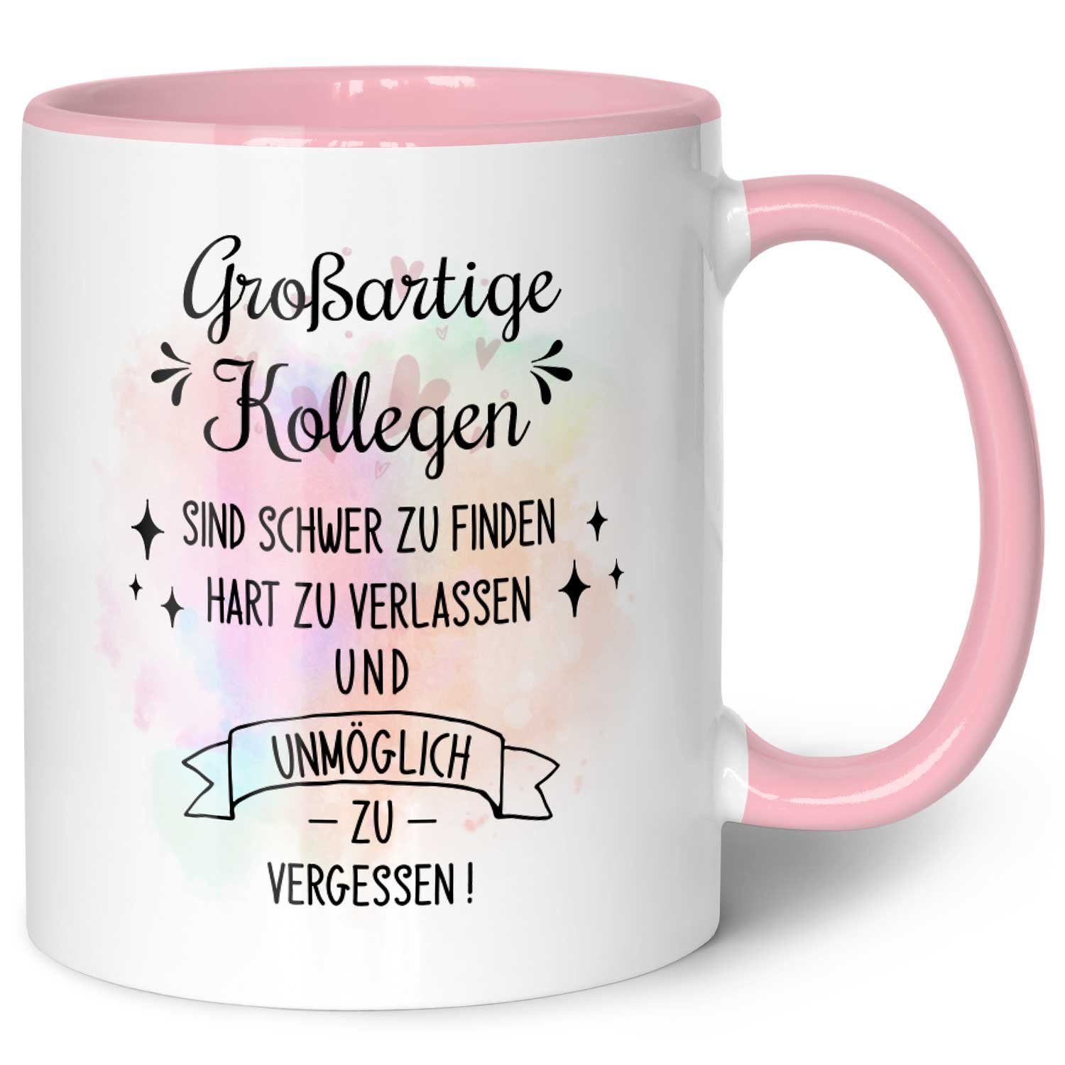 GRAVURZEILE Tasse mit Spruch - Großartige Kollegen - Abschiedsgeschenk für die Kollegen, Keramik, Farbe: Rosa
