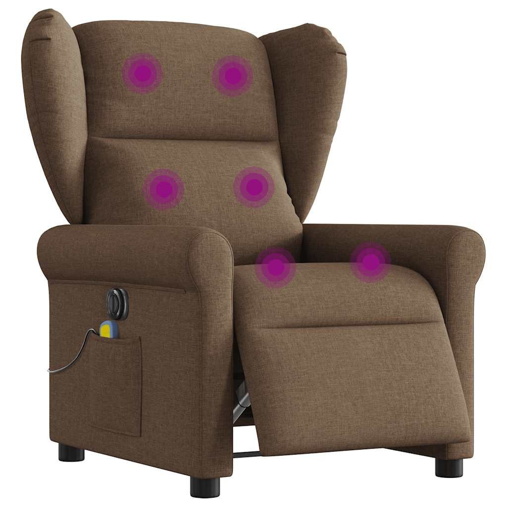vidaXL Massagesessel, Massagesessel Elektrisch Braun Stoff