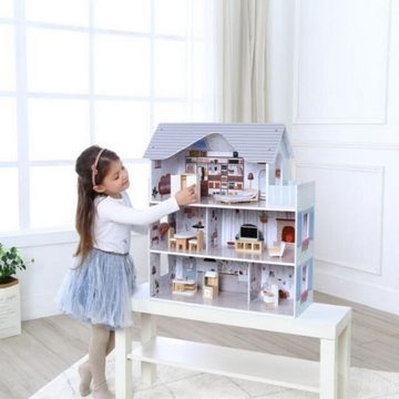suebidou Puppenhaus Spielhaus aus Holz mit Möbeln "Residence" Dollhouse 3 Etagen
