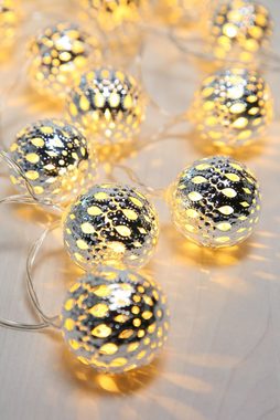 etc-shop LED Dekolicht, LED-Leuchtmittel fest verbaut, Warmweiß, 20x LED Kupfer Kugel Lichter Kette X-MAS Deko Beleuchtung Weihnachten