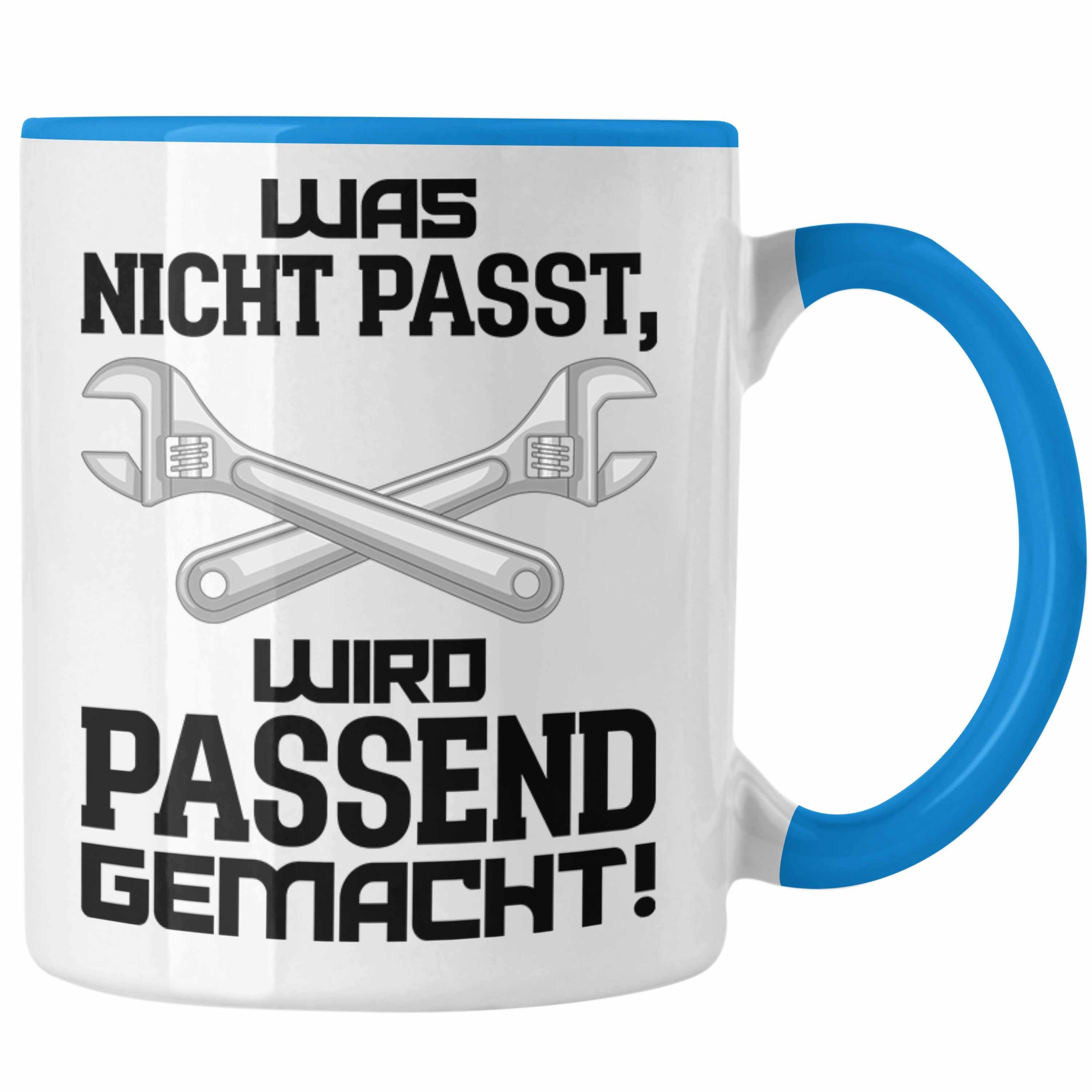 Mechaniker KFZ Geschenke für Handwerker Kaffeebecher Trendation Spruch Handwerk Tasse - Blau Tasse mit Mechatroniker Trendation